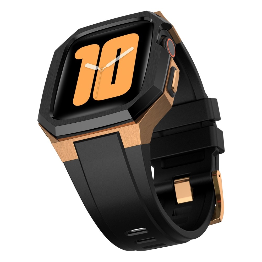 Cinturino con cover in acciaio inossidabile Apple Watch 45mm Series 9 nero/oro