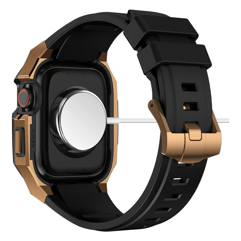 Cinturino con cover in acciaio inossidabile Apple Watch 45mm Series 7 nero/oro