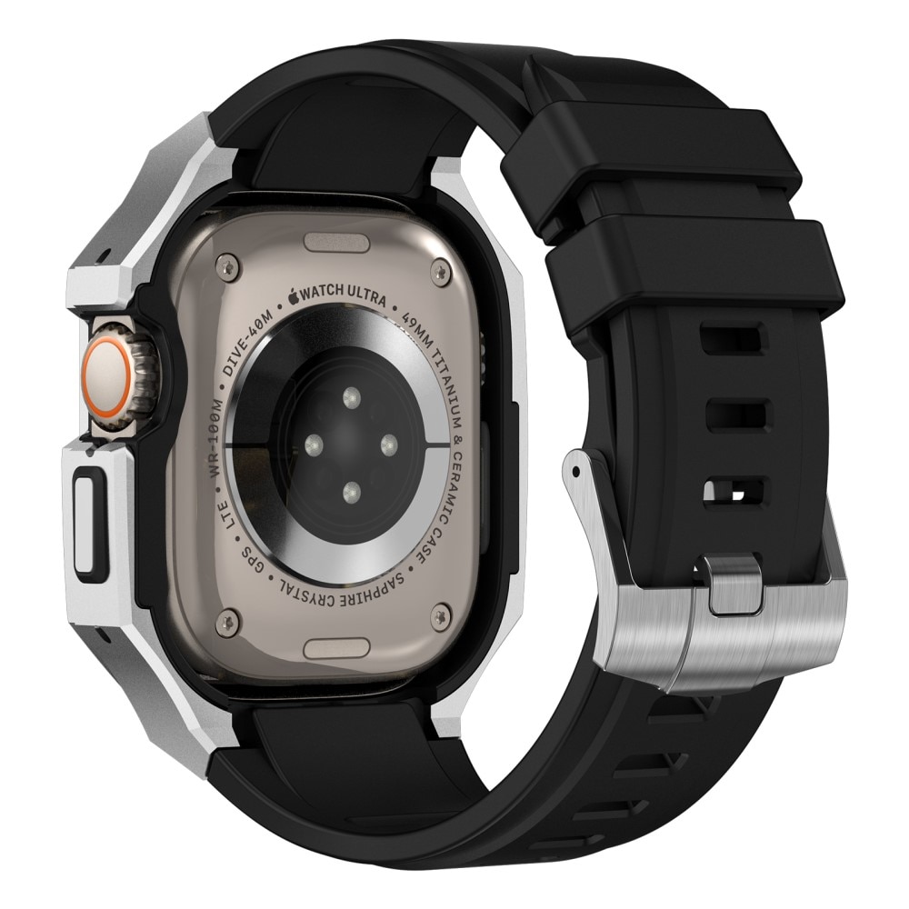 Cinturino con cover in acciaio inossidabile Apple Watch Ultra 2 49mm d'argento/nero