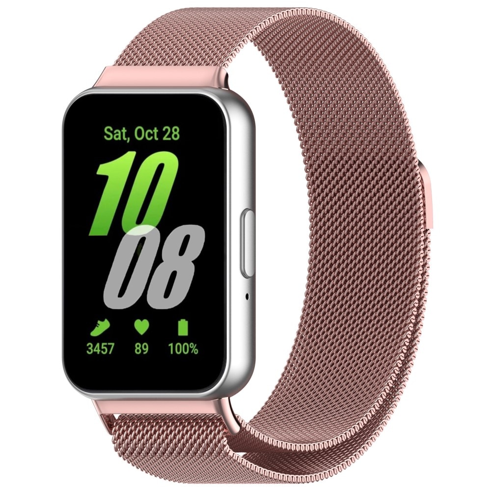 Cinturino in maglia milanese per Samsung Galaxy Fit 3, rosa dorato