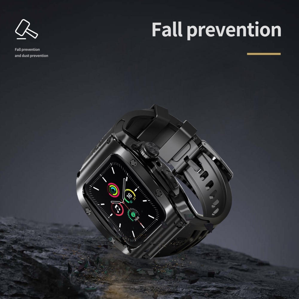 High Brushed Metal Cover con Cinturino Apple Watch 45mm Series 8, Black