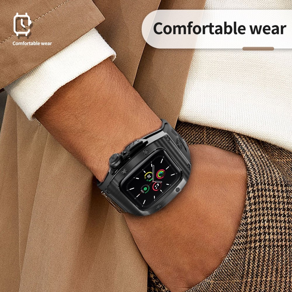 High Brushed Metal Cover con Cinturino Apple Watch 45mm Series 9, Black