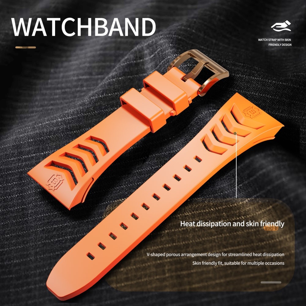 High Brushed Metal Cover con Cinturino Apple Watch 44mm, Rose/Orange