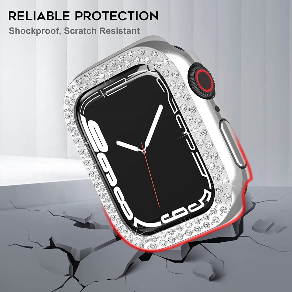 Cover Rhinestone Apple Watch 41mm Series 7 d'argento