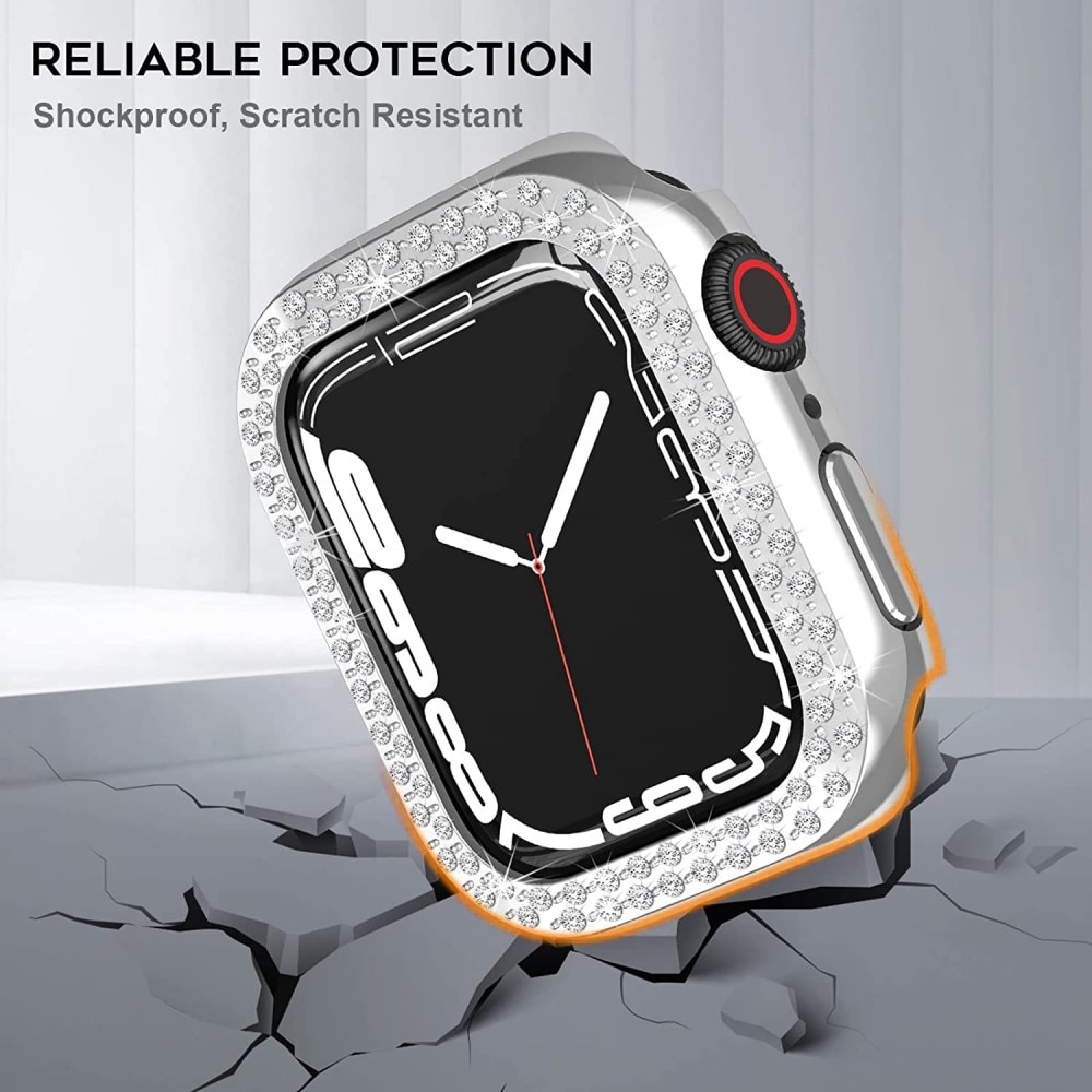 Cover Rhinestone Apple Watch 44mm d'argento