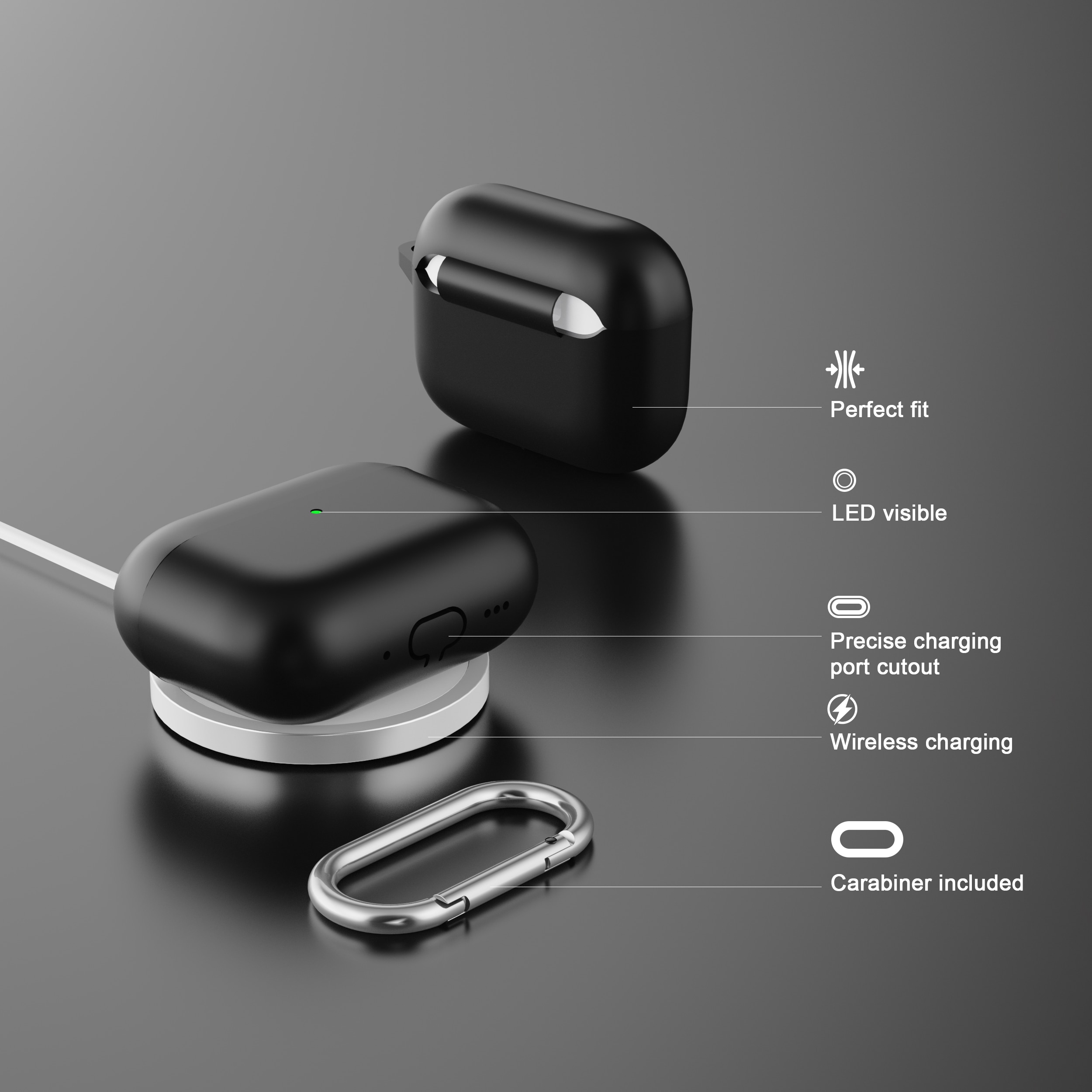 Cover in silicone con moschettone Apple AirPods Pro 3 Nero