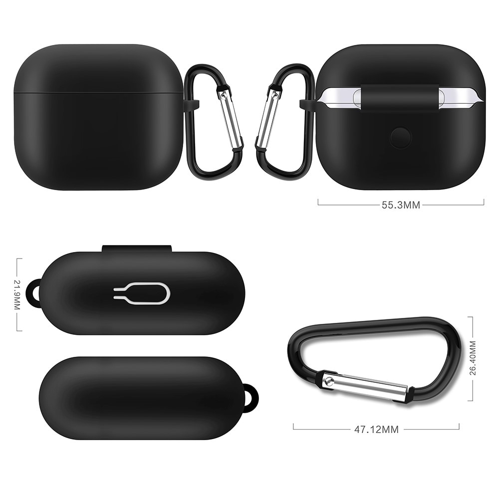 Cover in silicone con moschettone AirPods 3 Nero