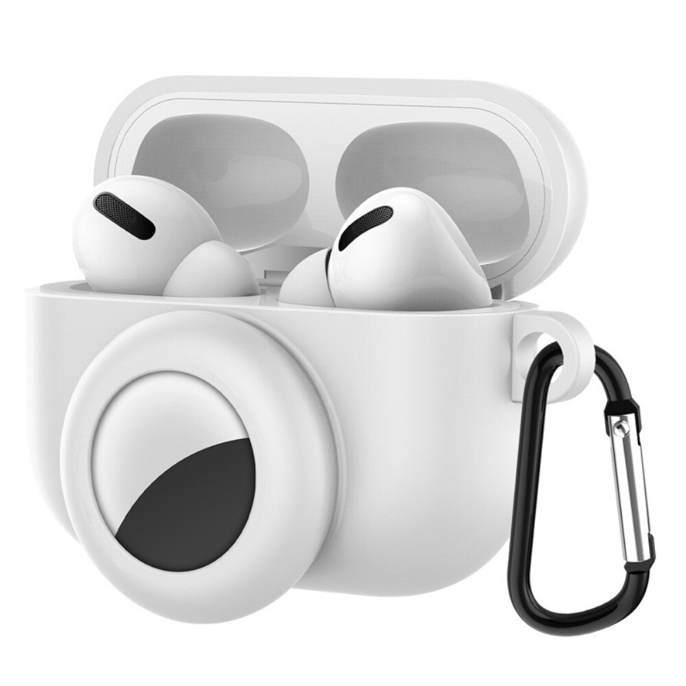 Custodia in silicone con supporto AirTag AirPods Pro bianco