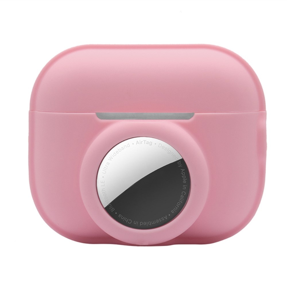 Custodia in silicone con supporto AirTag AirPods Pro 2 rosa