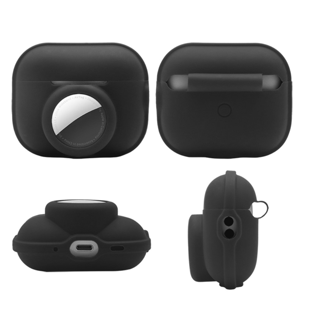 Custodia in silicone con supporto AirTag AirPods Pro 2 nero