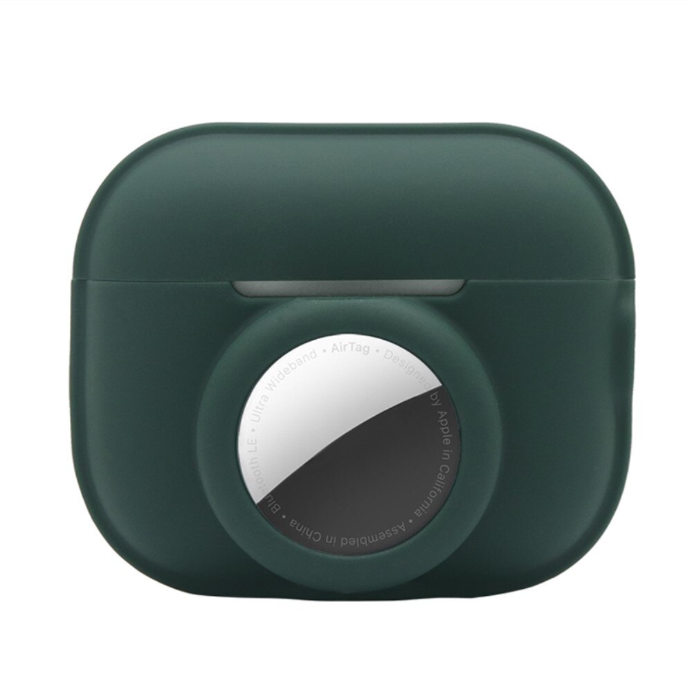 Custodia in silicone con supporto AirTag AirPods Pro 2 verde scuro