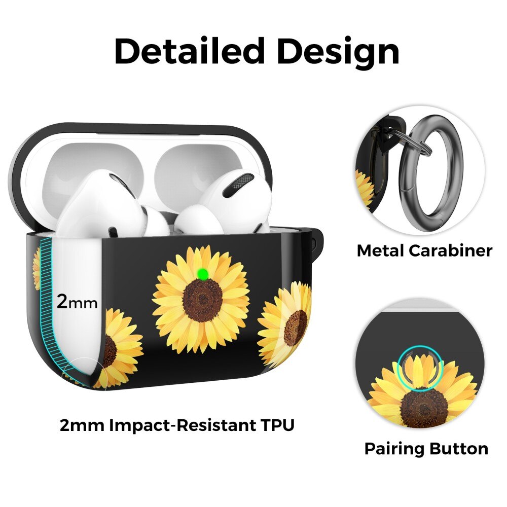 Cover in TPU con moschettone Apple AirPods Pro girasole