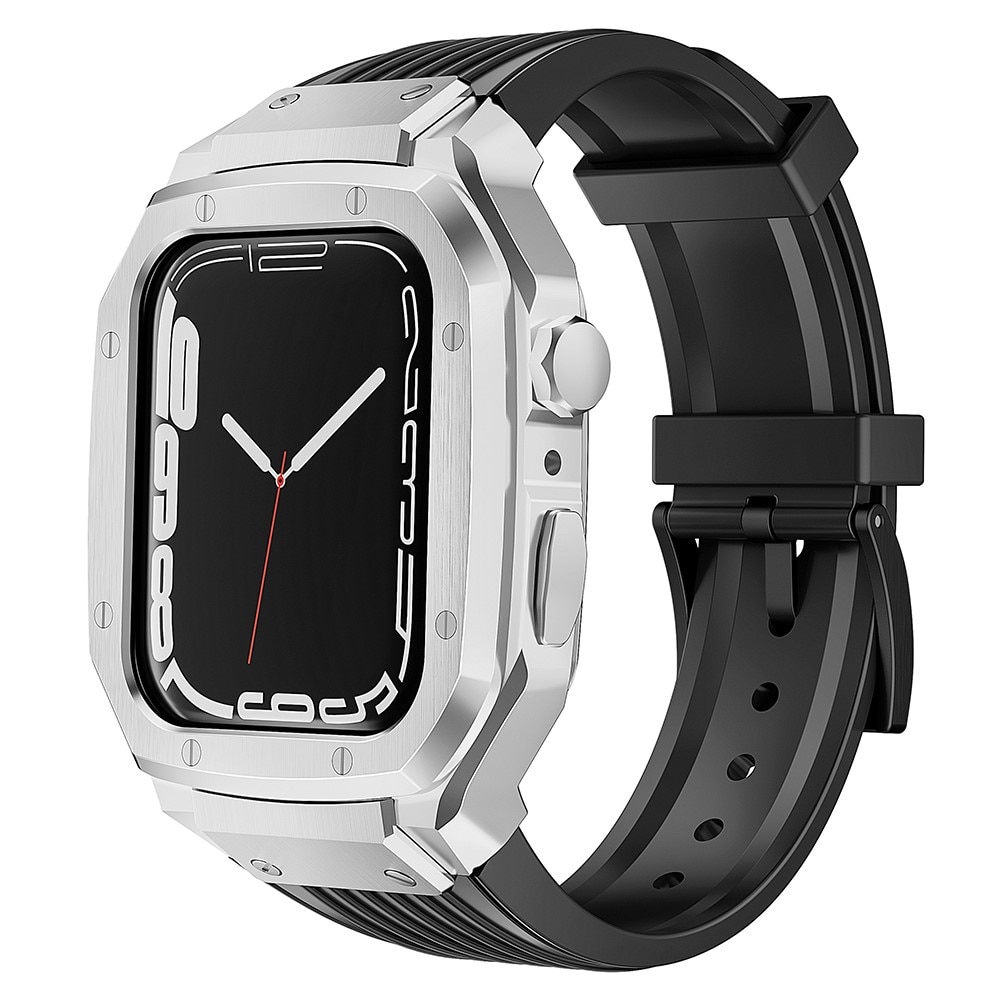 Cinturino con cover in Metallo Avventura Apple Watch 45mm Series 8 nero/d'argento