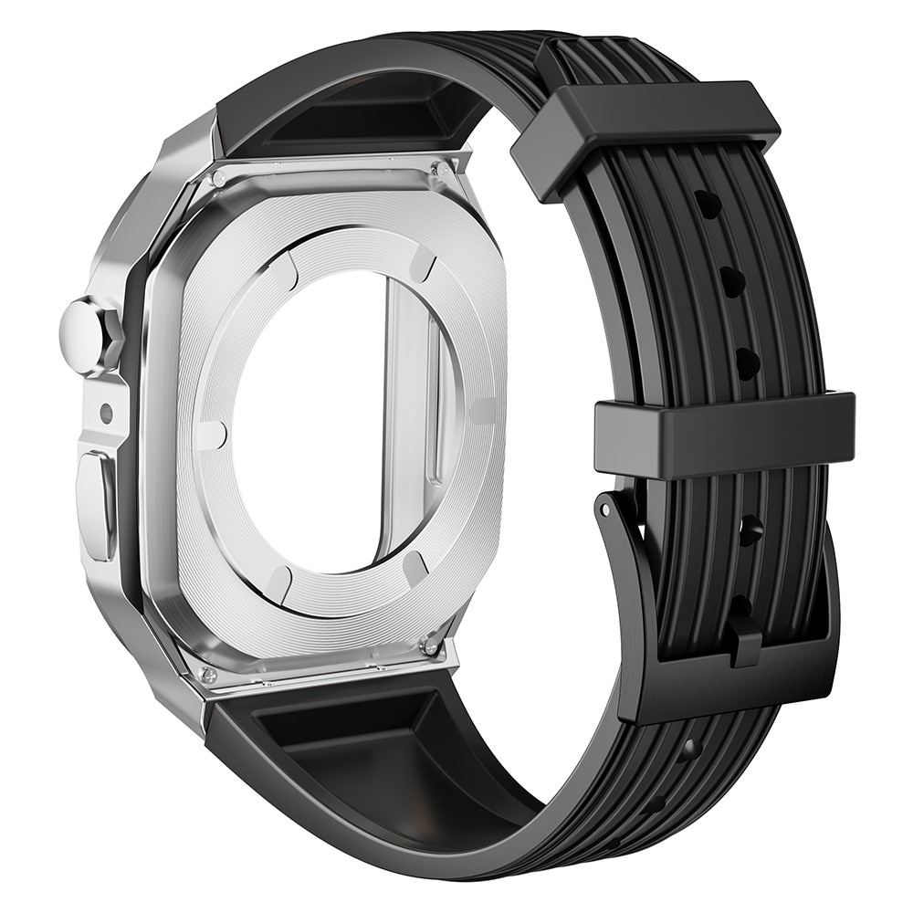 Cinturino con cover in Metallo Avventura Apple Watch 45mm Series 8 nero/d'argento