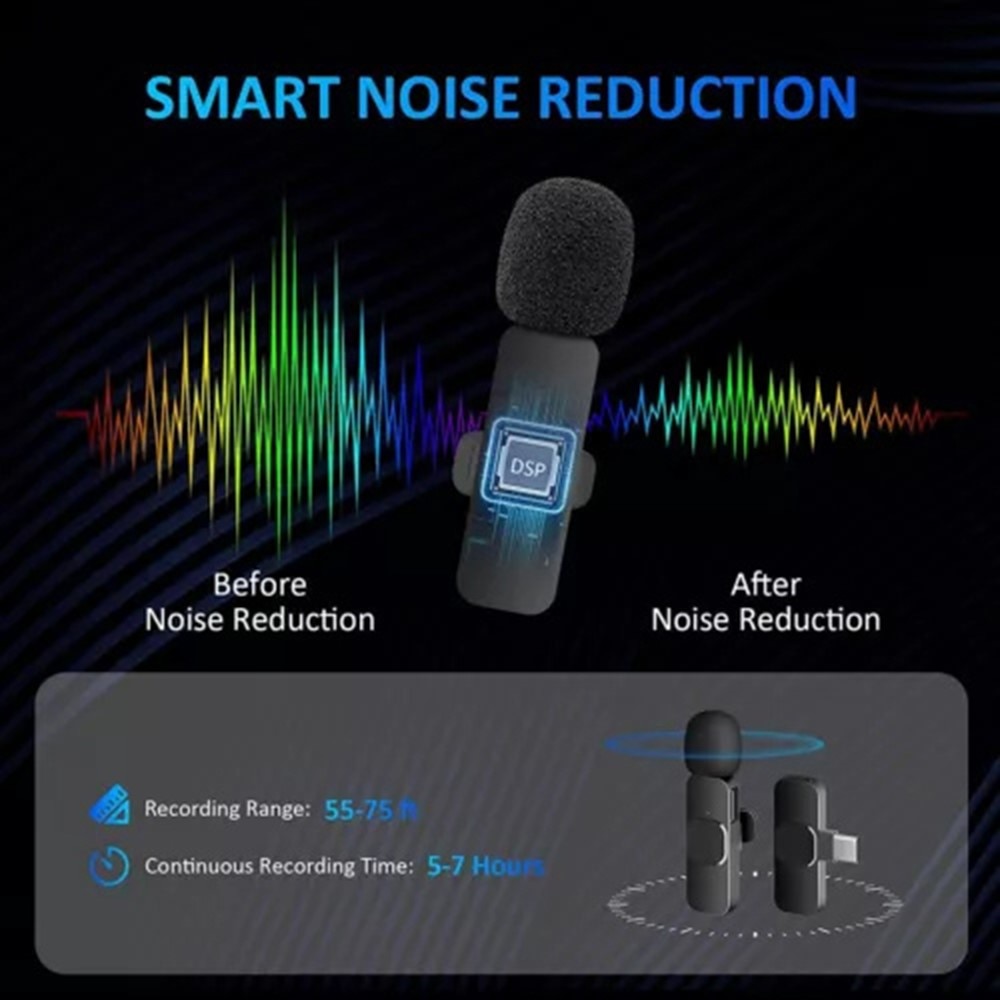 2 microfoni wireless con ricevitore USB-C, nero