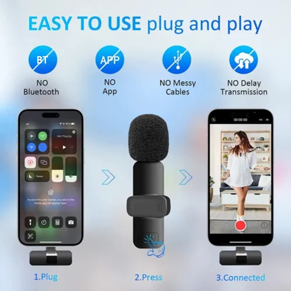 2 microfoni wireless con ricevitore USB-C, nero
