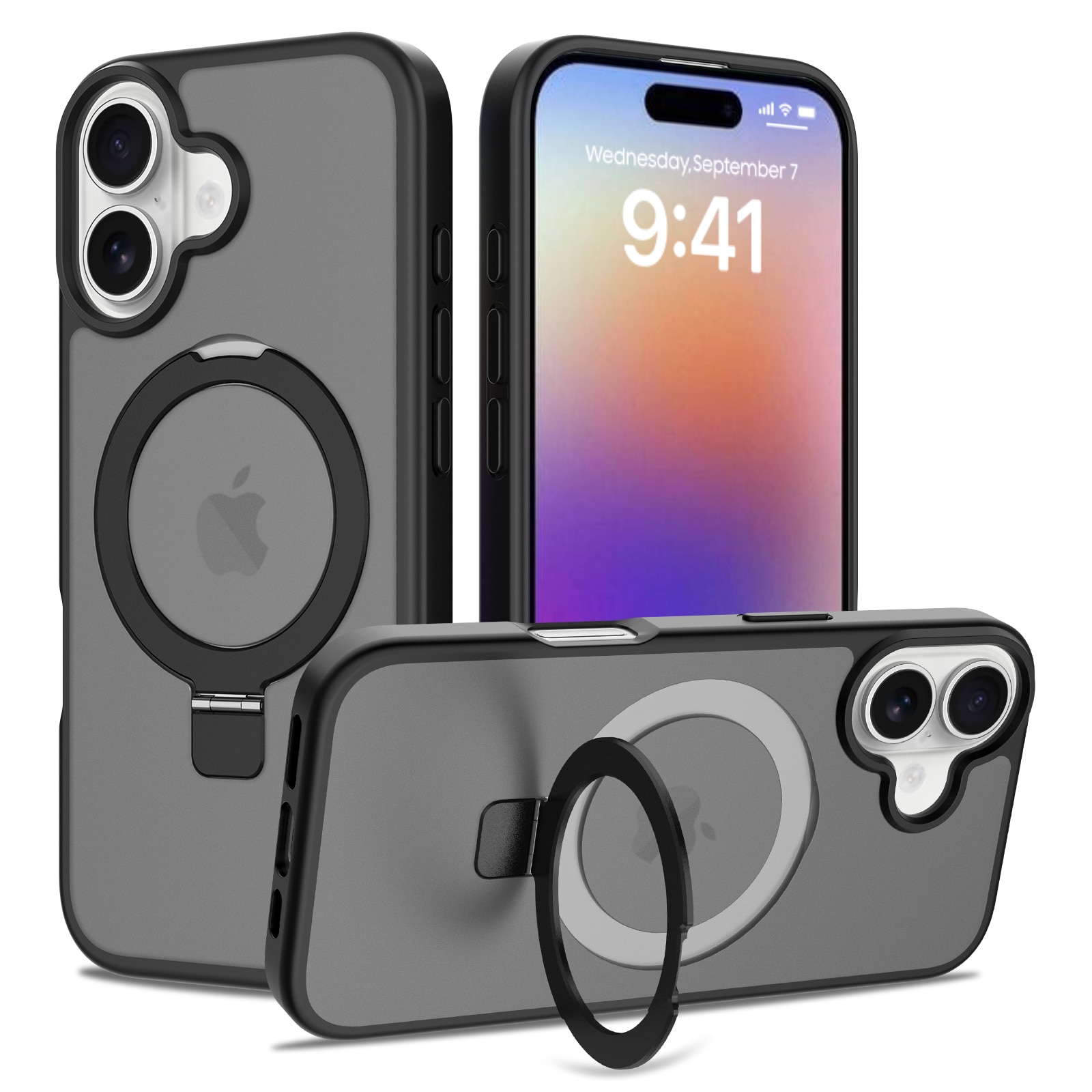 Cover ibride con Magnetic Ring iPhone 17 Nero