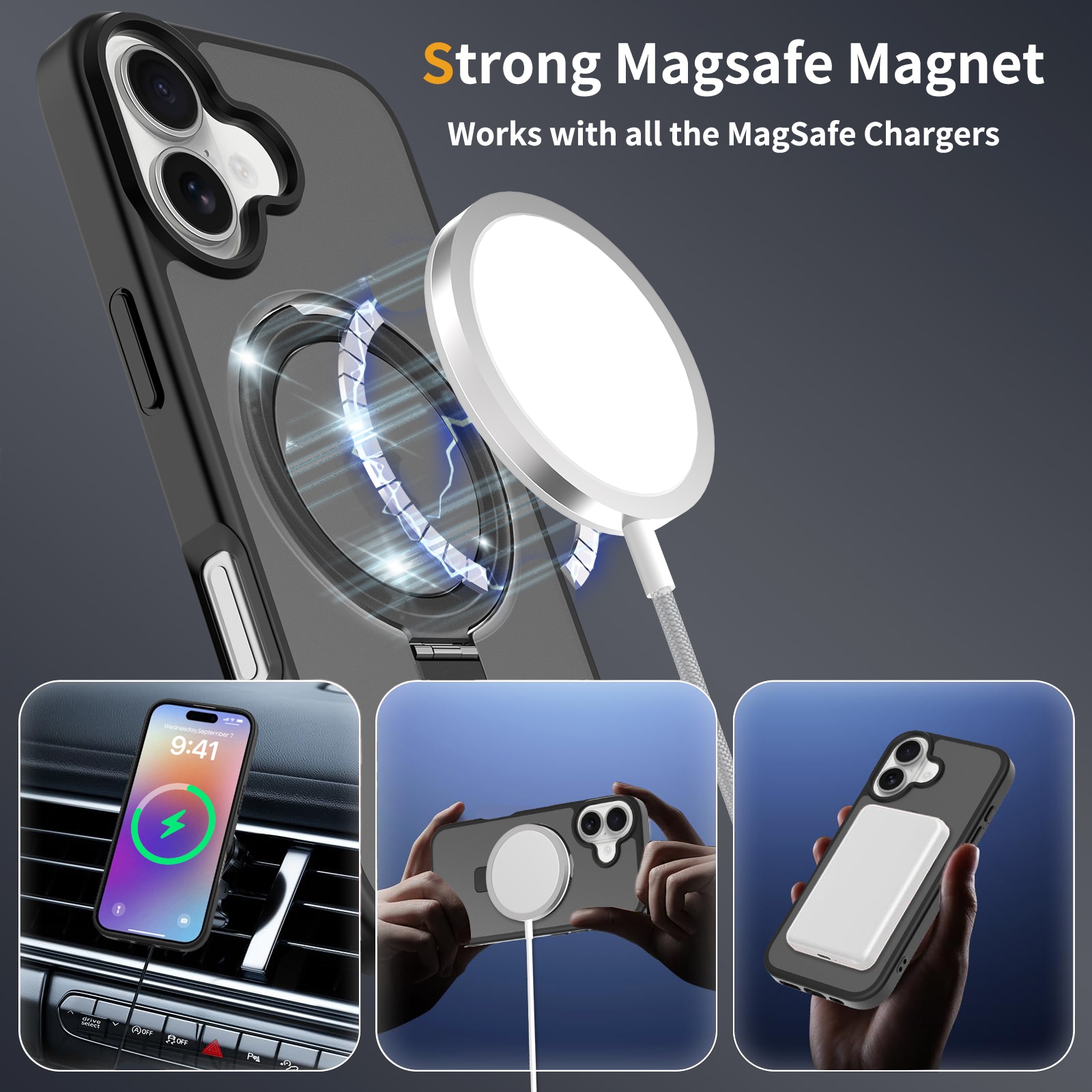 Cover ibride con Magnetic Ring iPhone 17 Nero