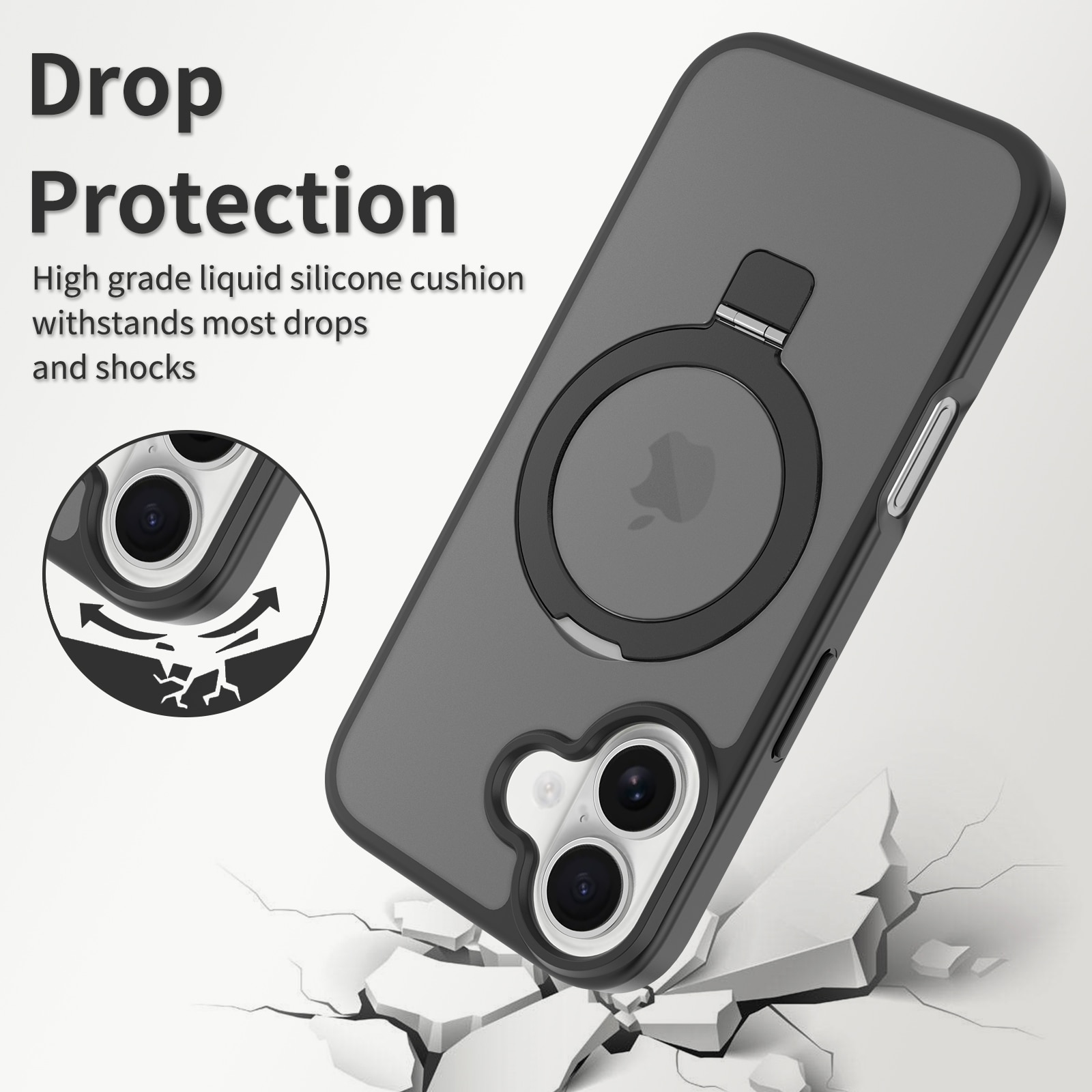 Cover ibride con Magnetic Ring iPhone 17 Nero