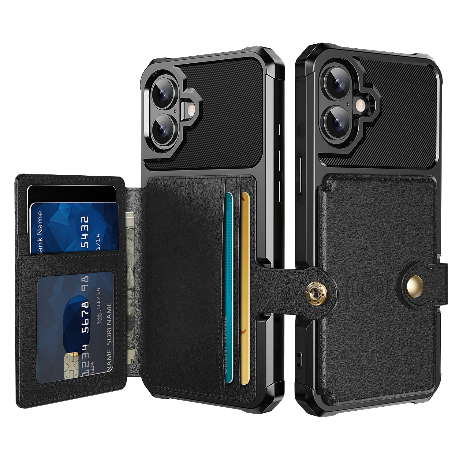 Cover con portacarte Tough Multi-slot iPhone 17 Nero