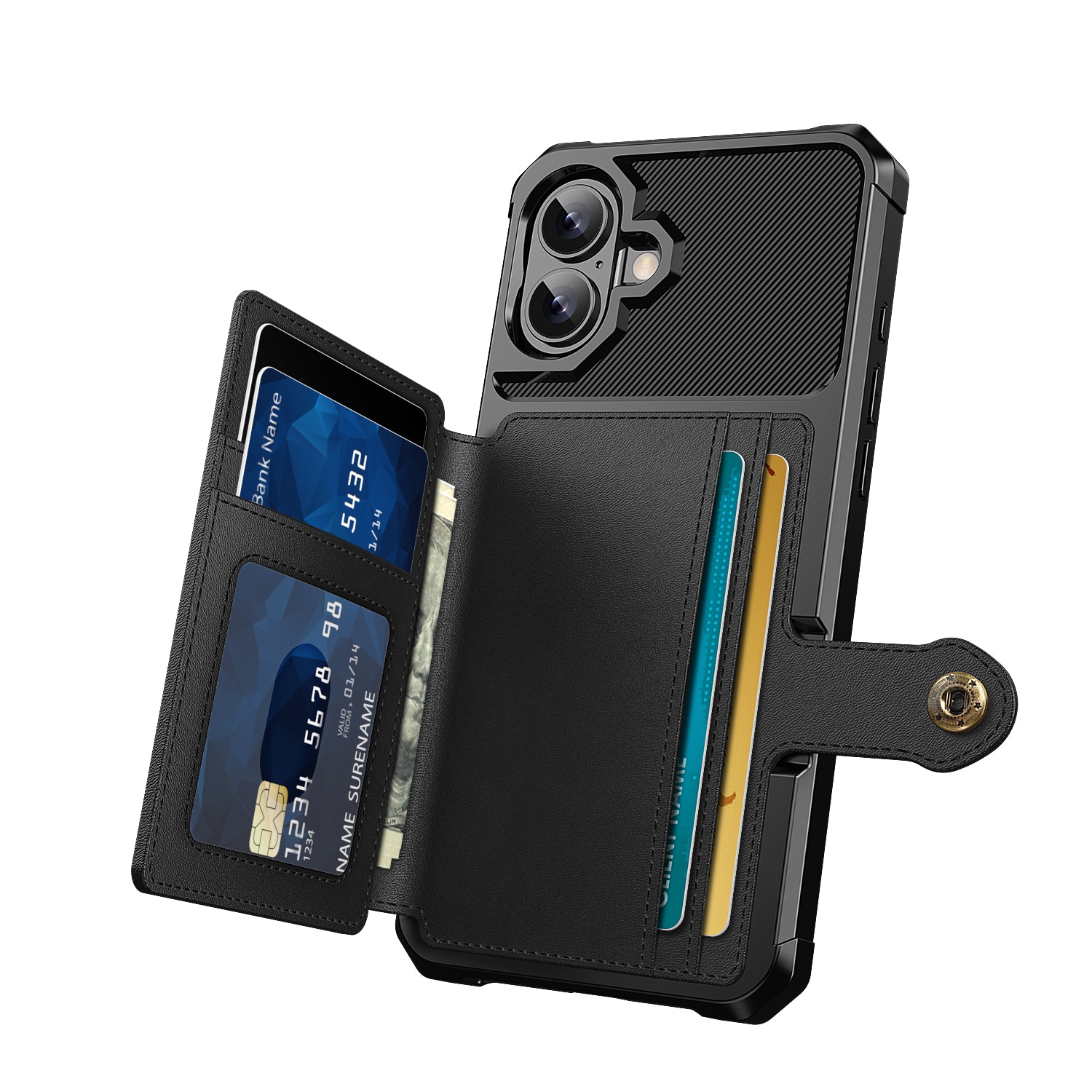 Cover con portacarte Tough Multi-slot iPhone 17 Nero