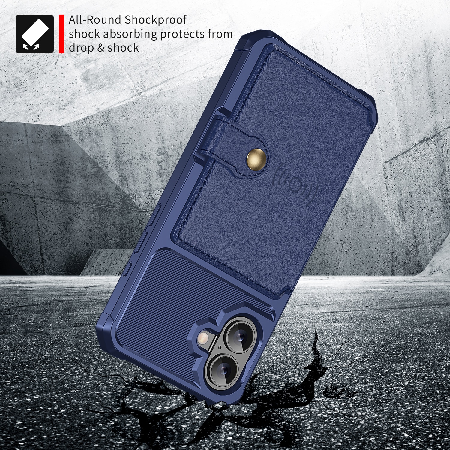 Cover con portacarte Tough Multi-slot iPhone 17 Blu