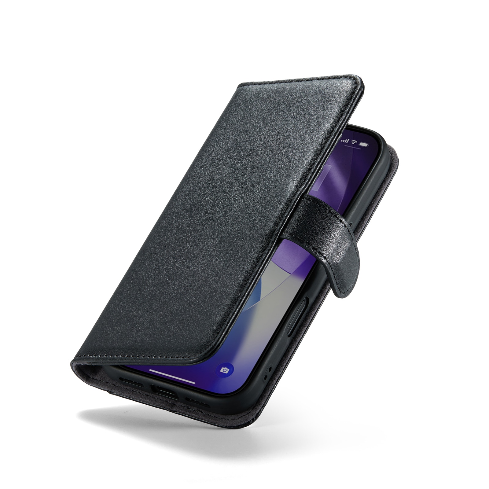Custodia a portafoglio in vera pelle iPhone 17 Pro Max, Nero