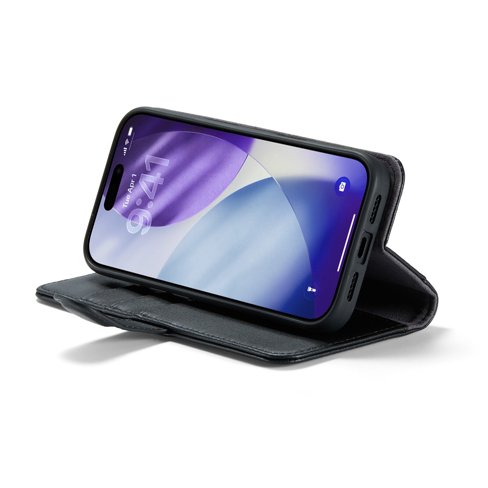 Custodia a portafoglio in vera pelle iPhone 17 Pro Max, Nero