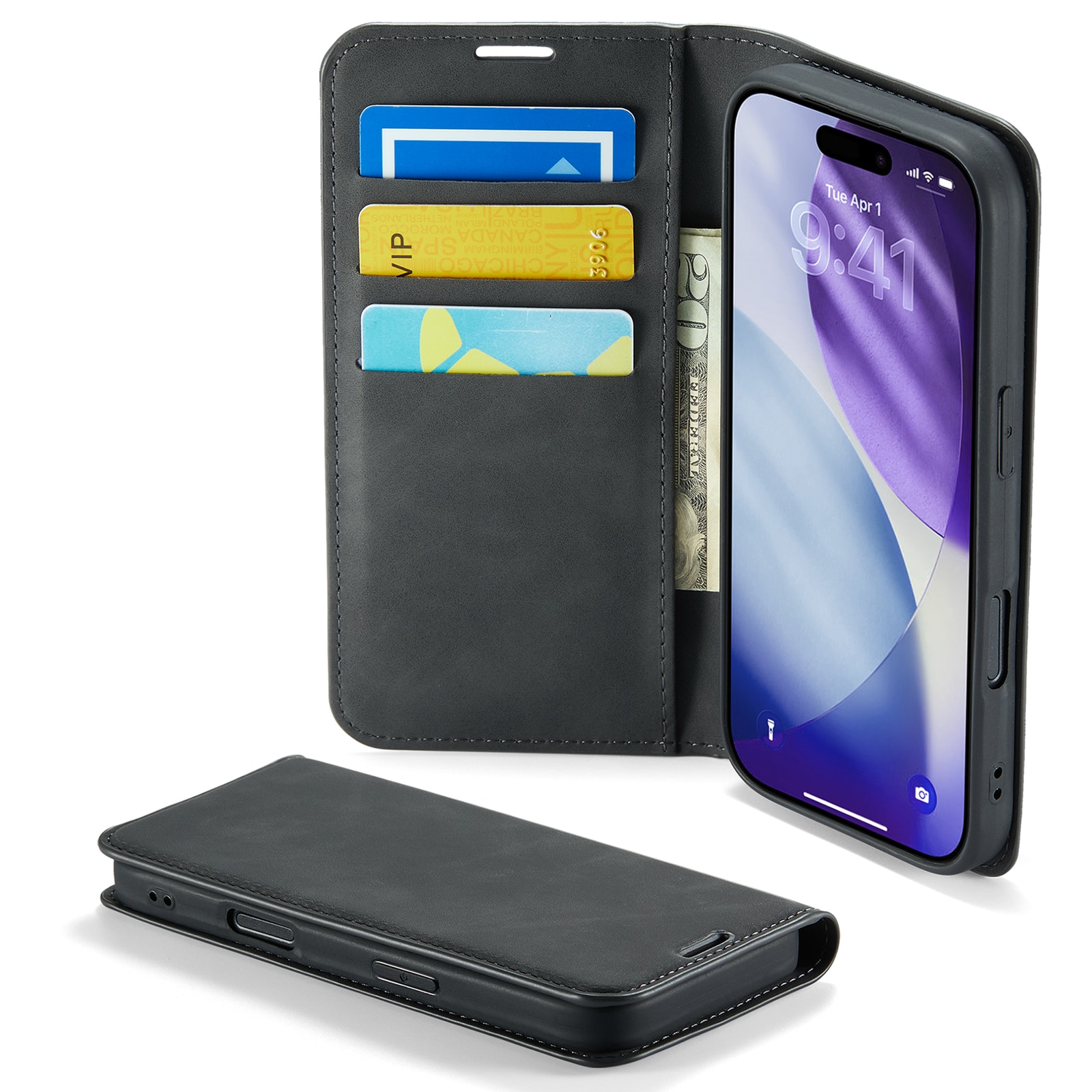 Cover portafoglio sottili iPhone 17 Pro Max Nero