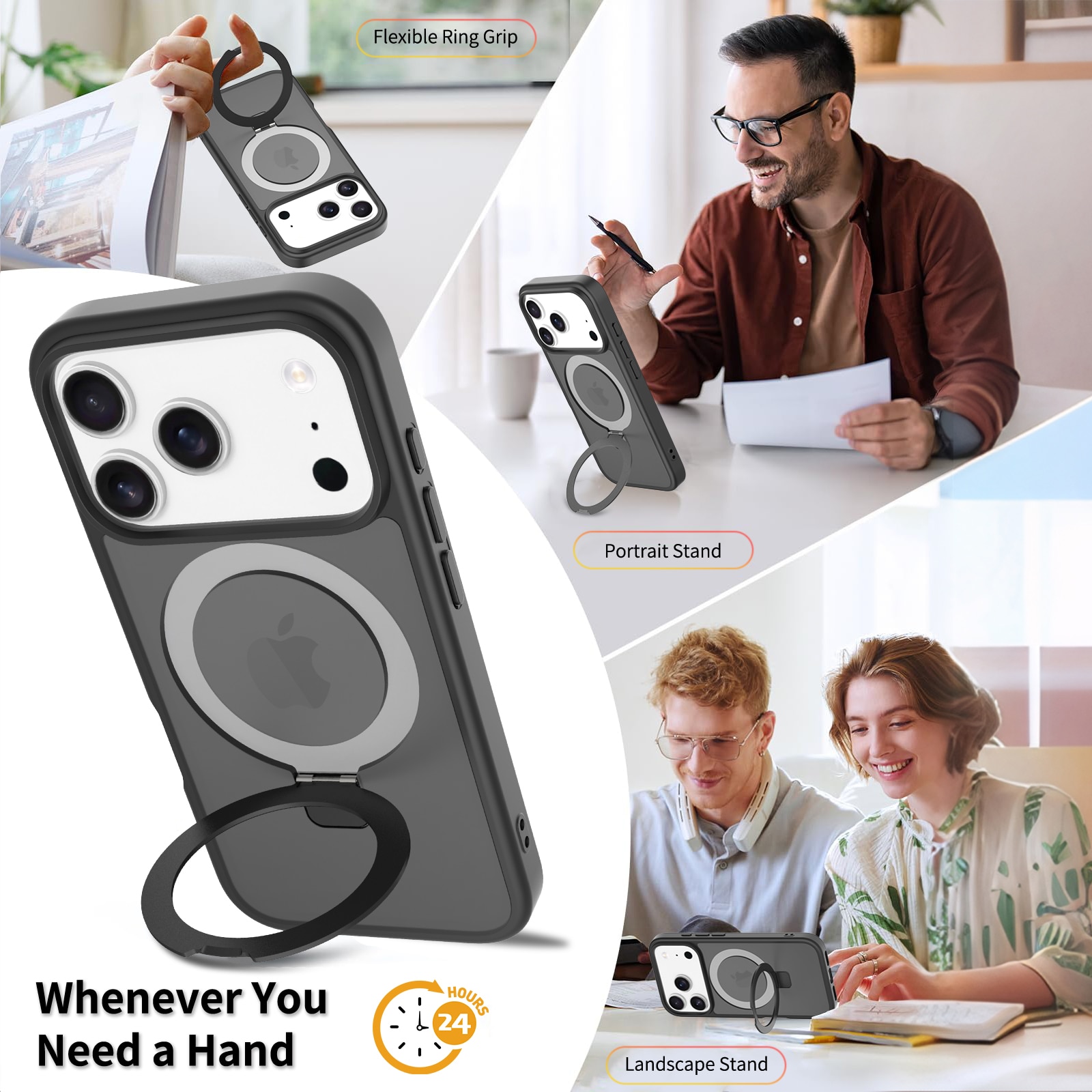 Cover ibride con Magnetic Ring iPhone 17 Pro Max Nero