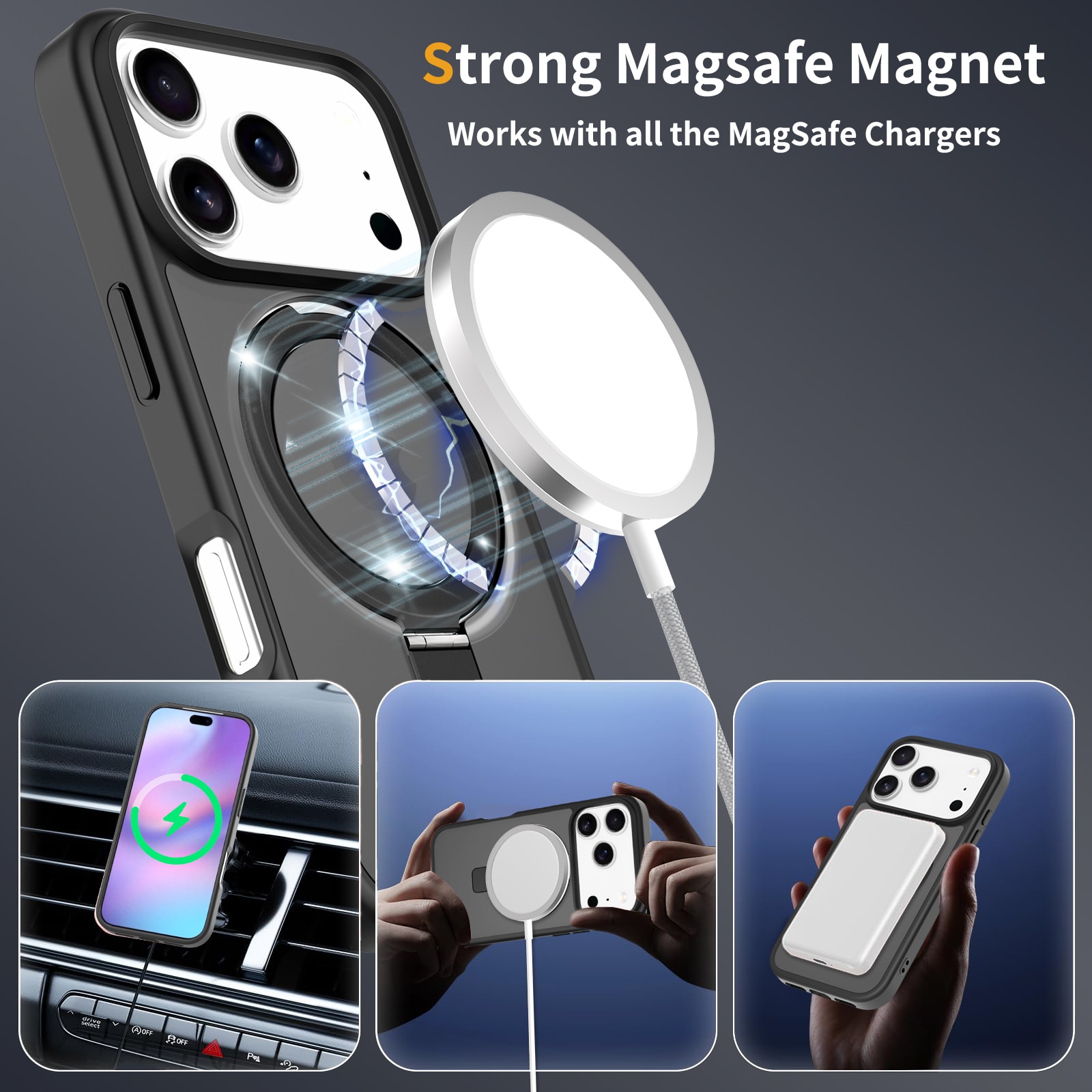 Cover ibride con Magnetic Ring iPhone 17 Pro Max Nero