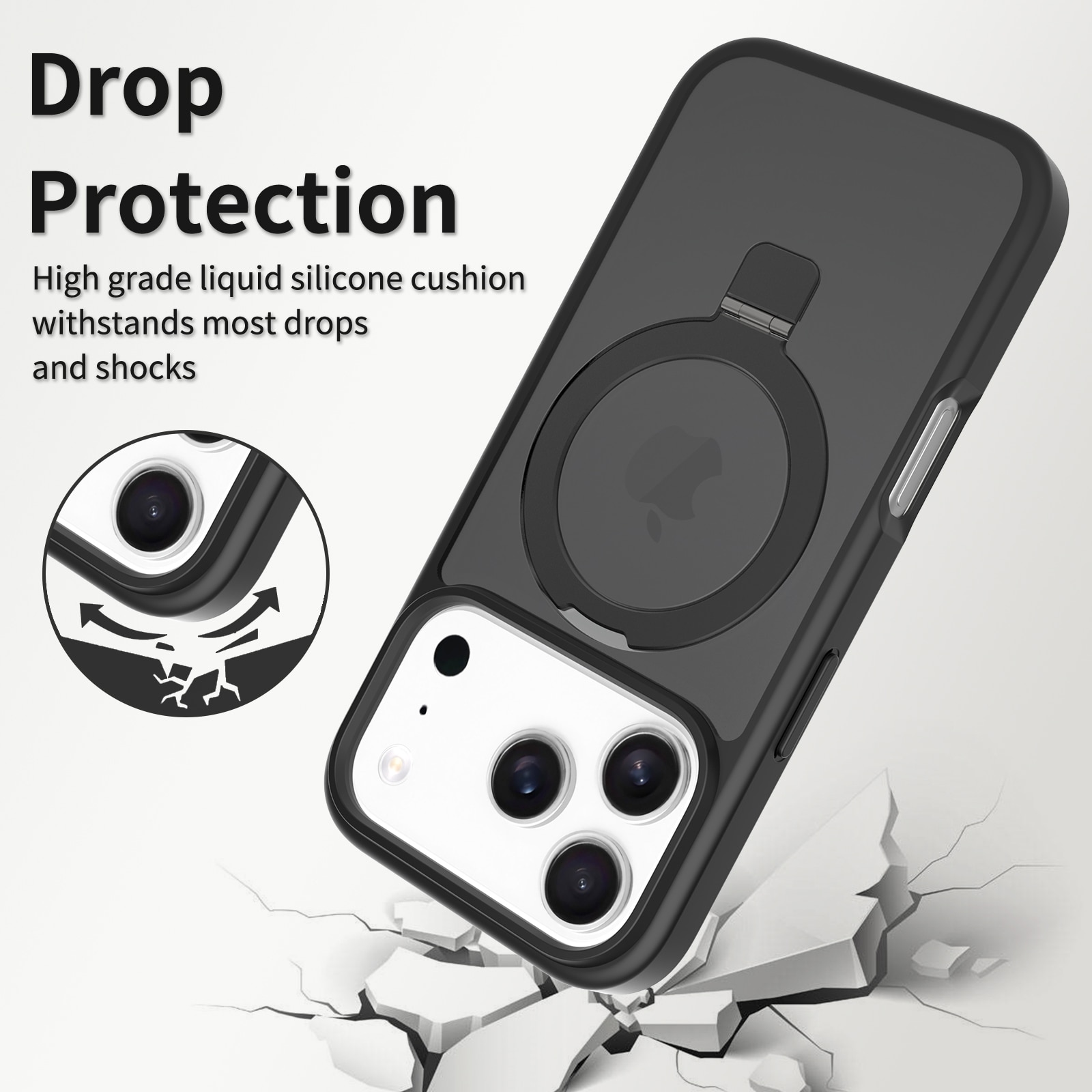 Cover ibride con Magnetic Ring iPhone 17 Pro Max Nero