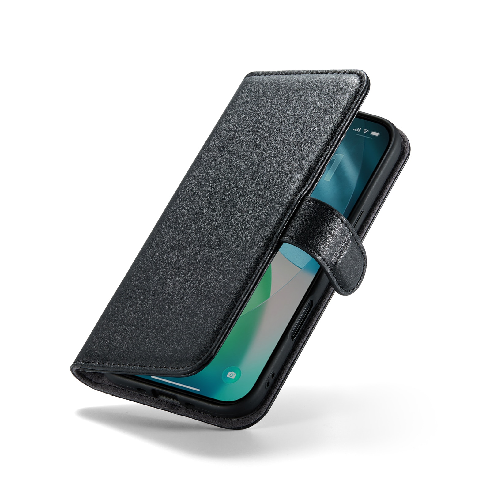 Custodia a portafoglio in vera pelle iPhone Air, Nero