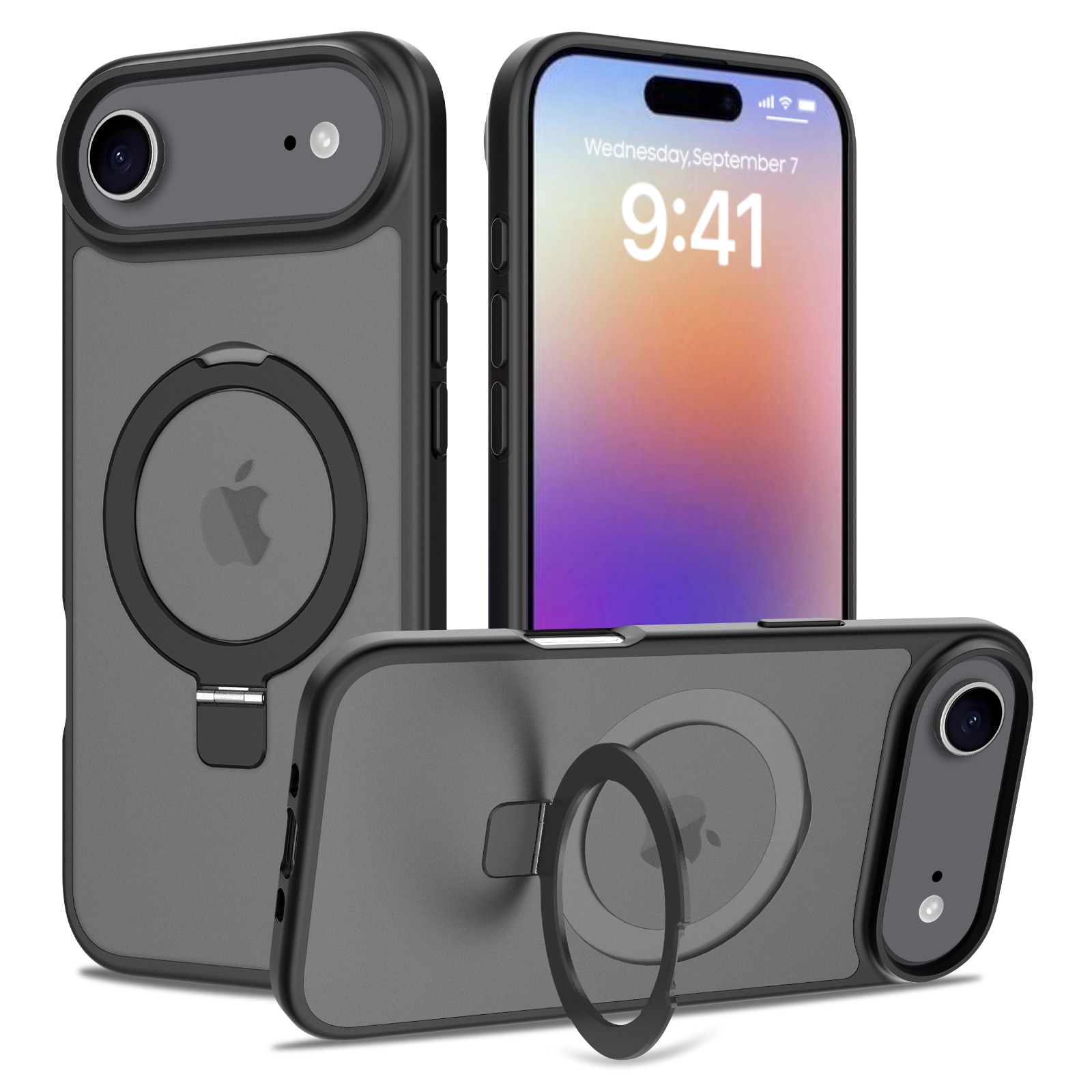 Cover ibride con Magnetic Ring iPhone 17 Air Nero