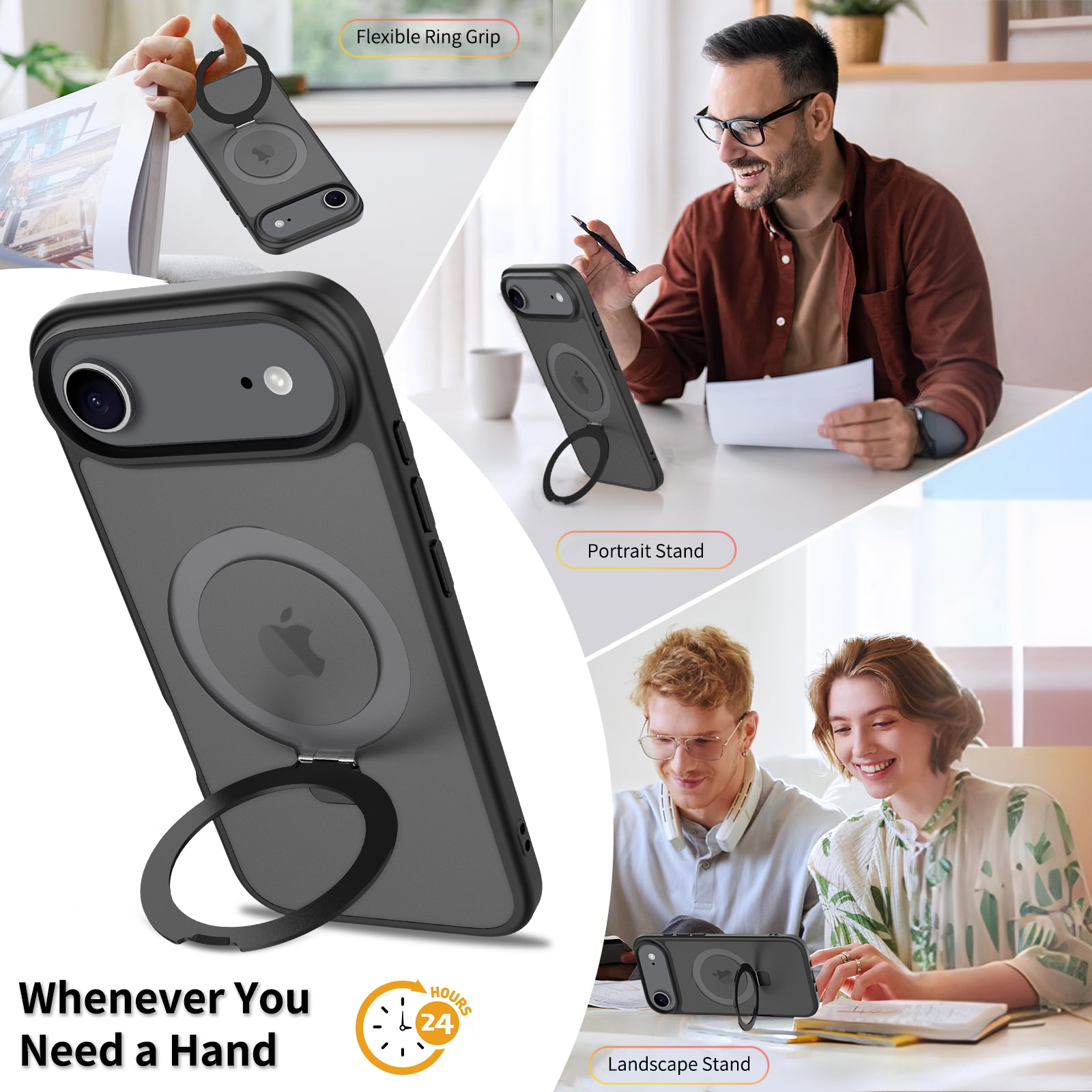 Cover ibride con Magnetic Ring iPhone 17 Air Nero