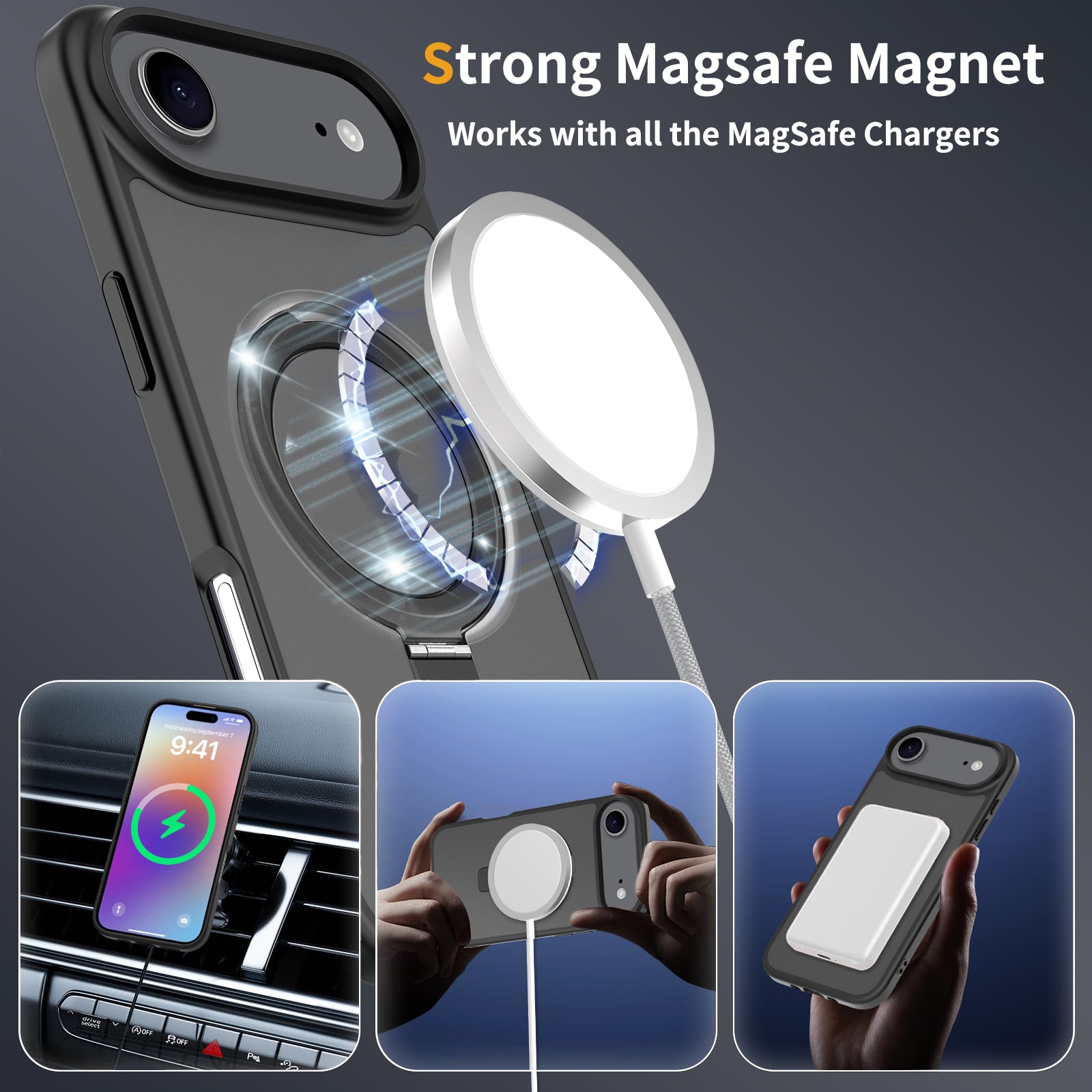 Cover ibride con Magnetic Ring iPhone 17 Air Nero