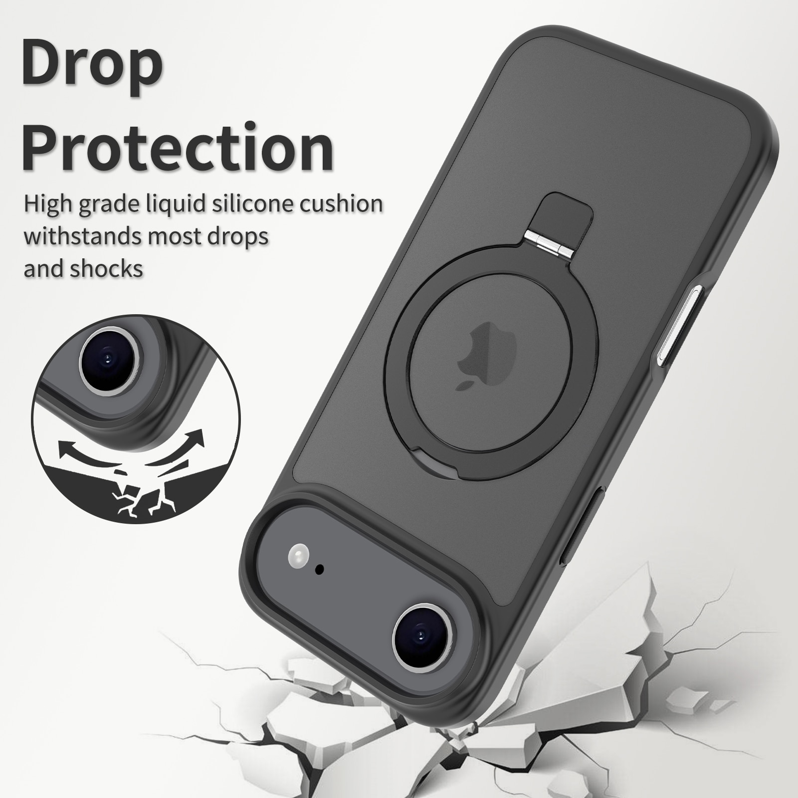 Cover ibride con Magnetic Ring iPhone 17 Air Nero