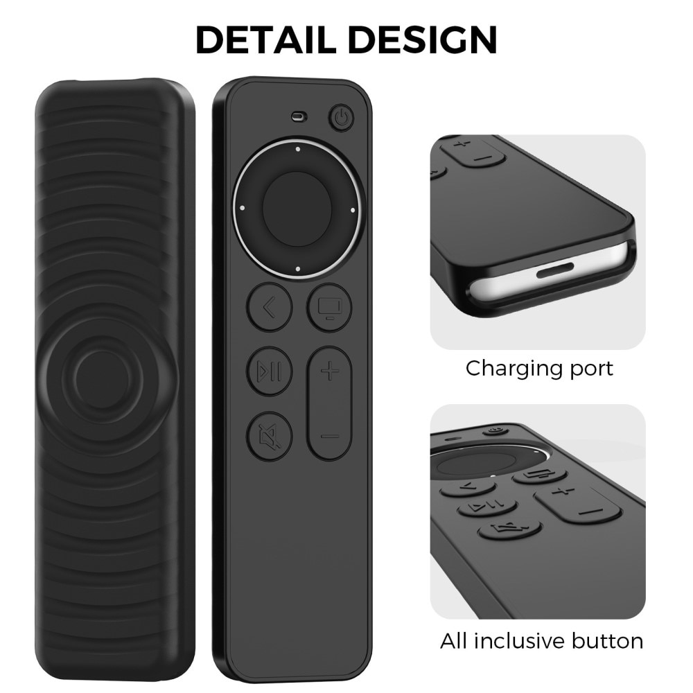 Cover in silicone Apple TV Siri Remote 2nd Gen Nero