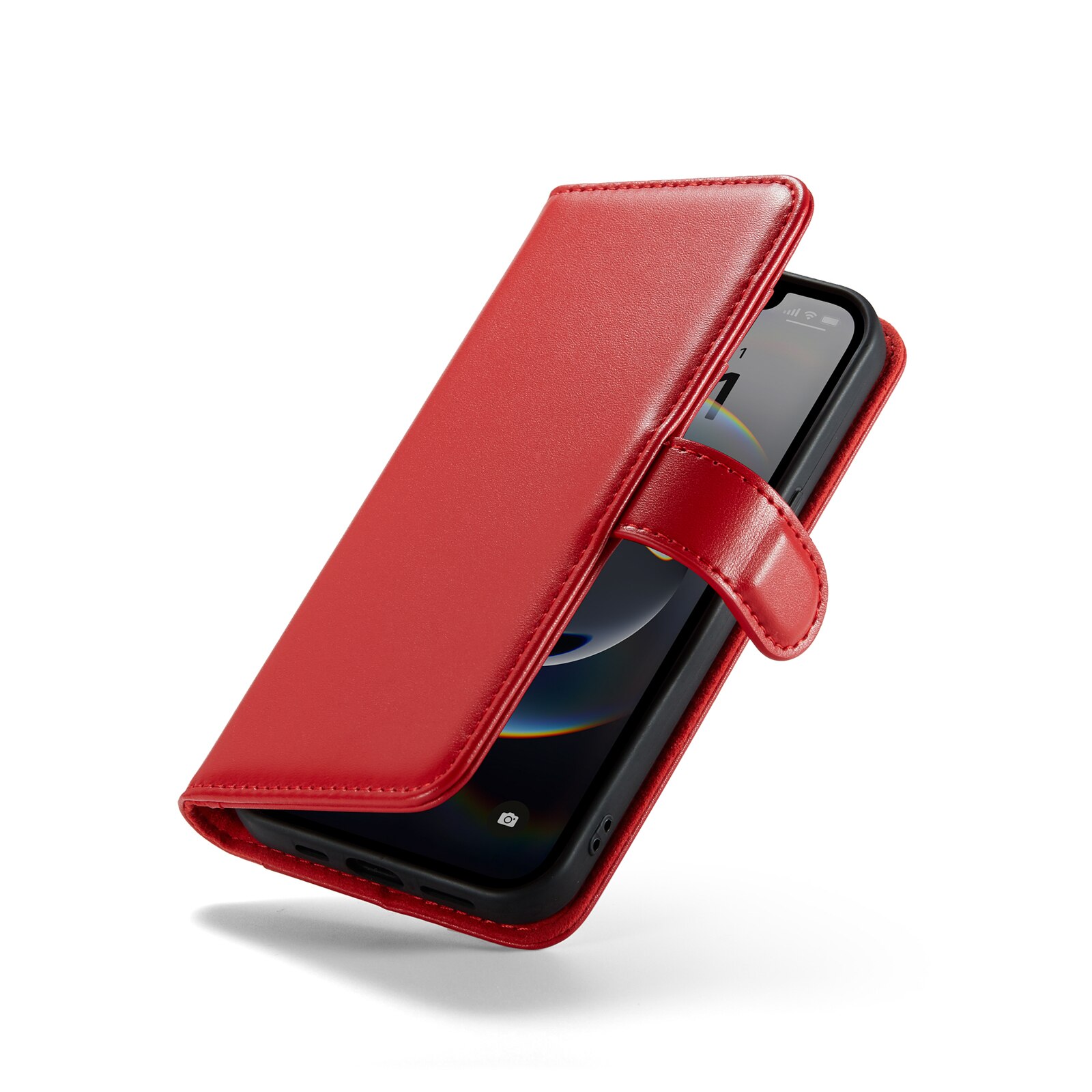 Custodia a portafoglio in vera pelle iPhone 12/iPhone 12 Pro, Rosso