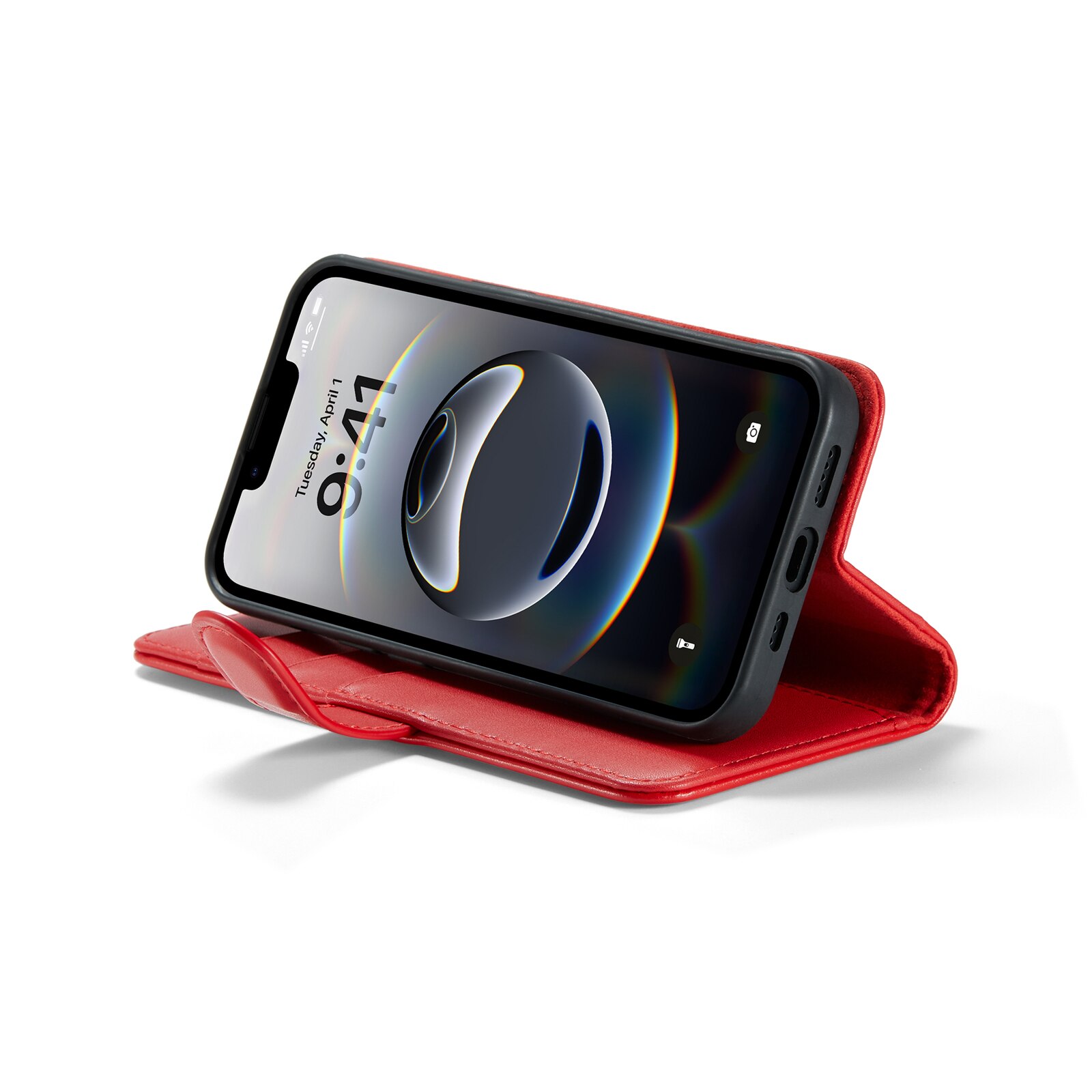 Custodia a portafoglio in vera pelle iPhone 12/iPhone 12 Pro, Rosso
