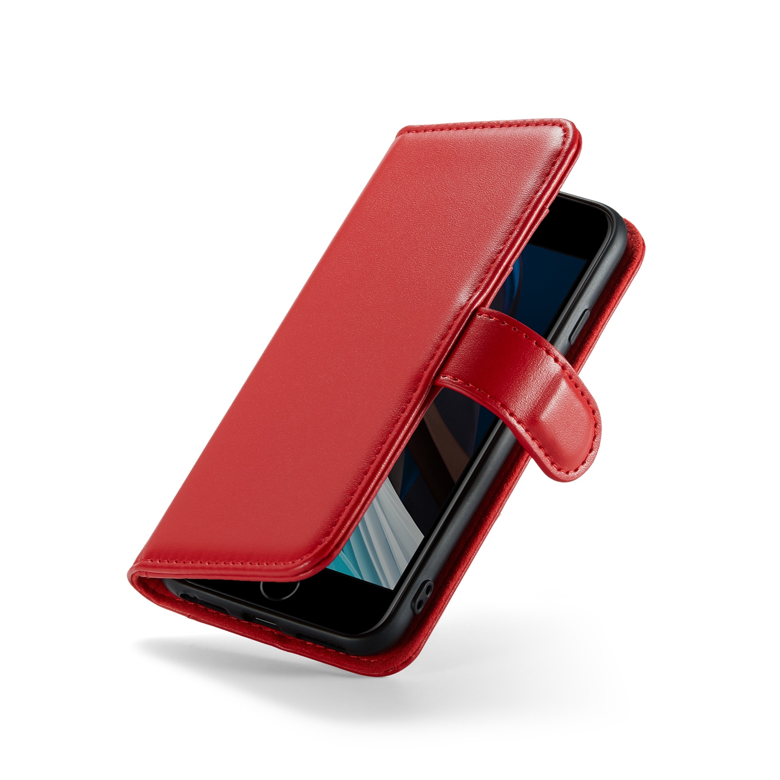 Custodia a portafoglio in vera pelle iPhone SE 2022, Rosso