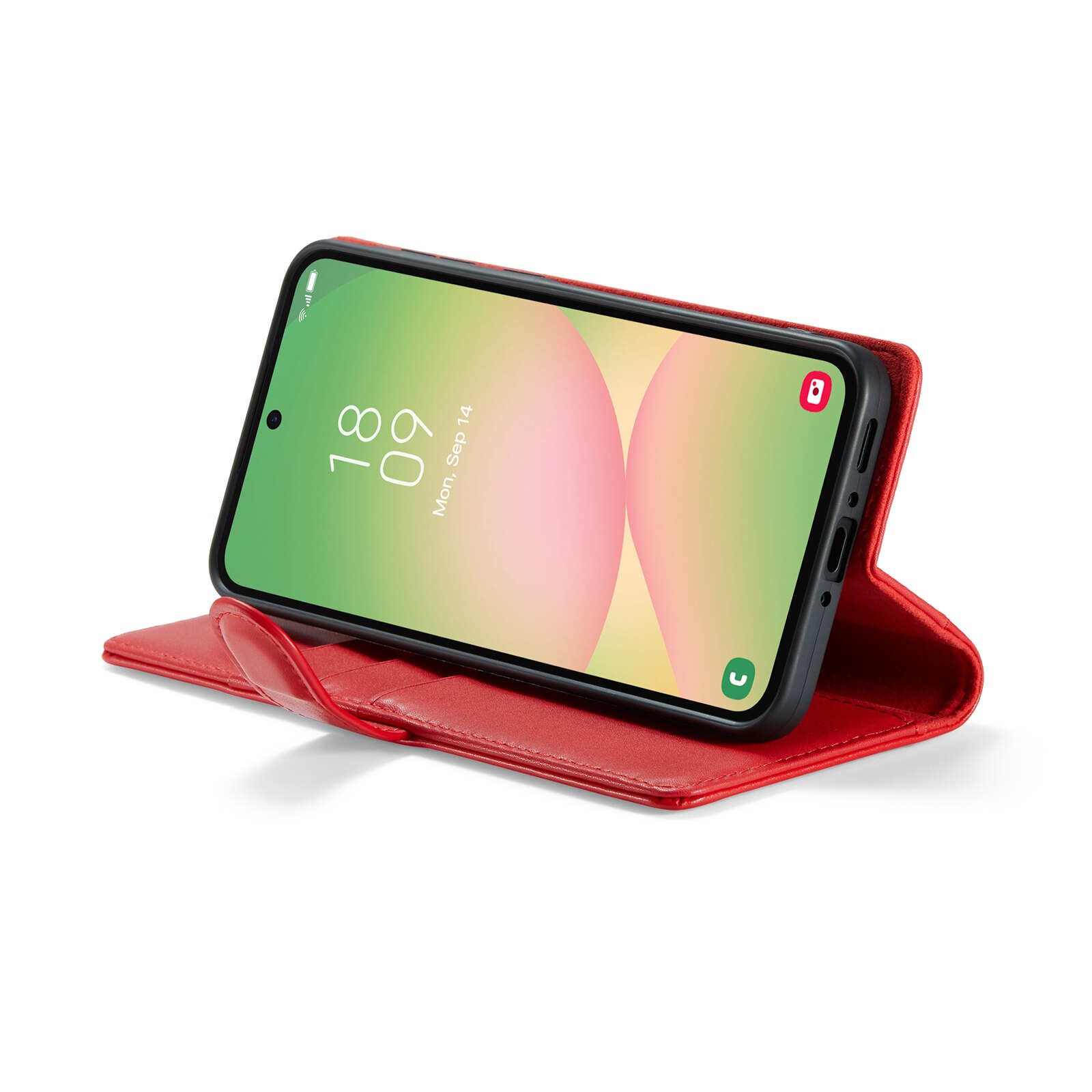 Custodia a portafoglio in vera pelle Samsung Galaxy A56, Rosso