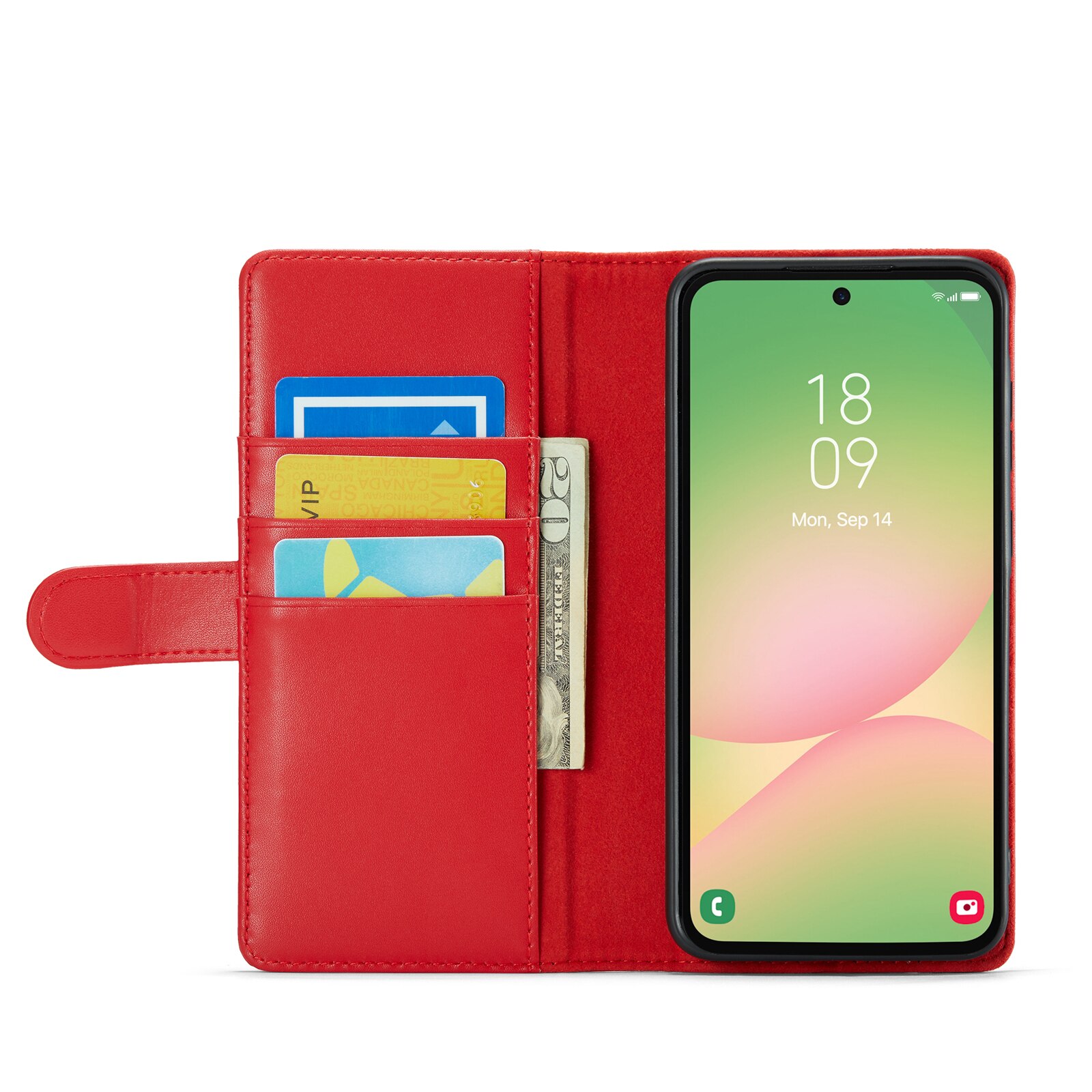 Custodia a portafoglio in vera pelle Samsung Galaxy A56, Rosso