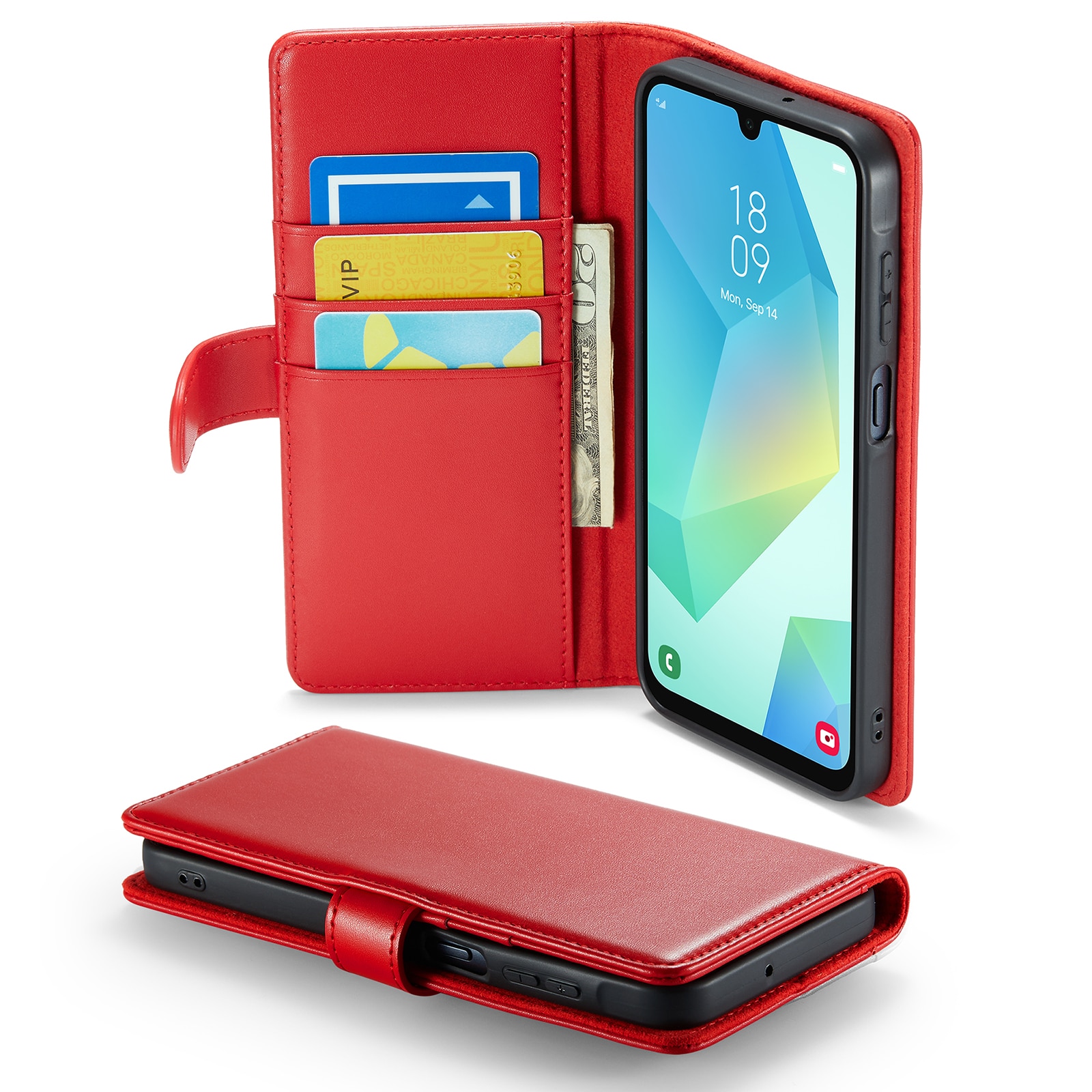 Custodia a portafoglio in vera pelle Samsung Galaxy A16, Rosso
