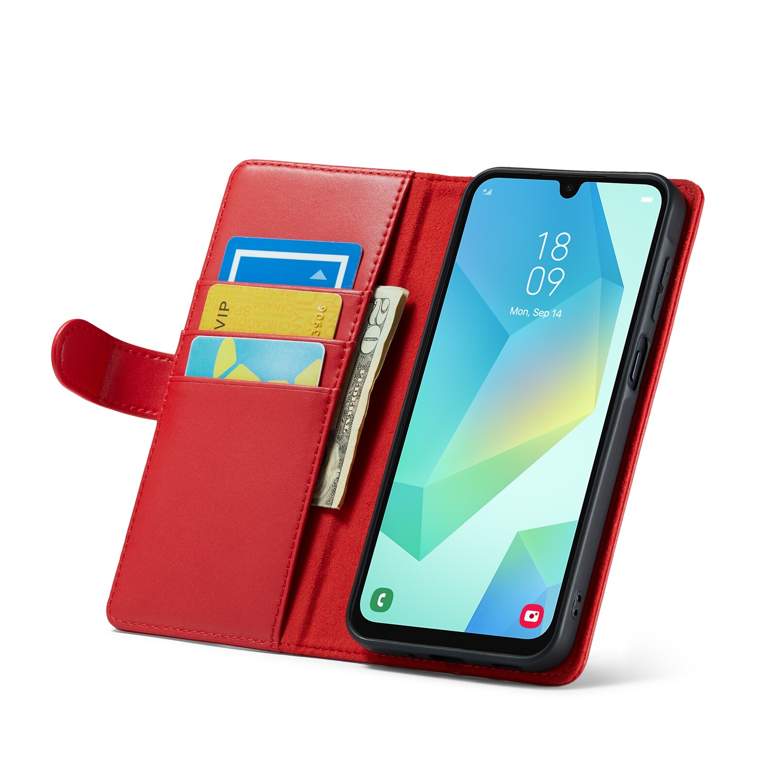 Custodia a portafoglio in vera pelle Samsung Galaxy A16, Rosso