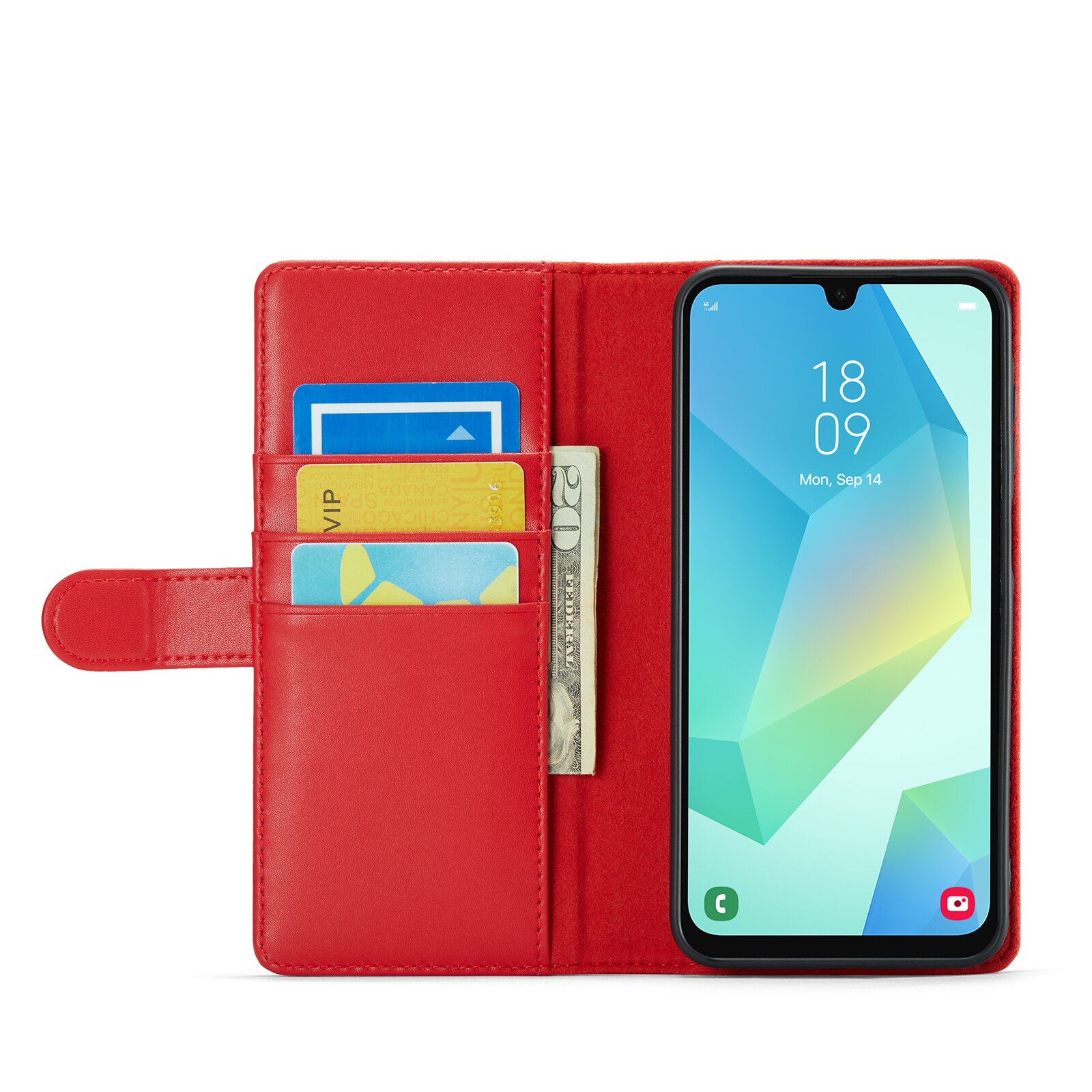 Custodia a portafoglio in vera pelle Samsung Galaxy A16, Rosso