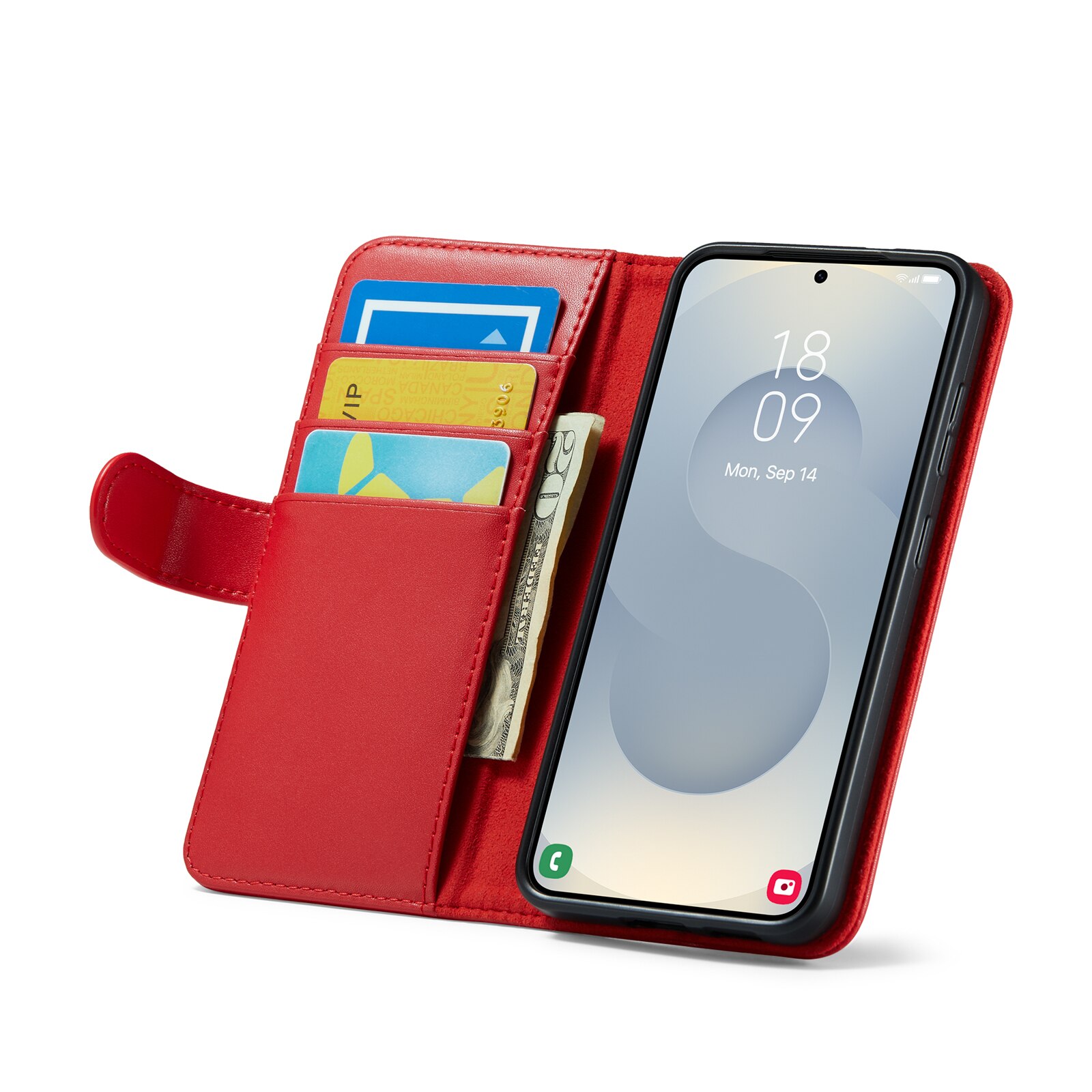 Custodia a portafoglio in vera pelle Samsung Galaxy S25 FE, Rosso
