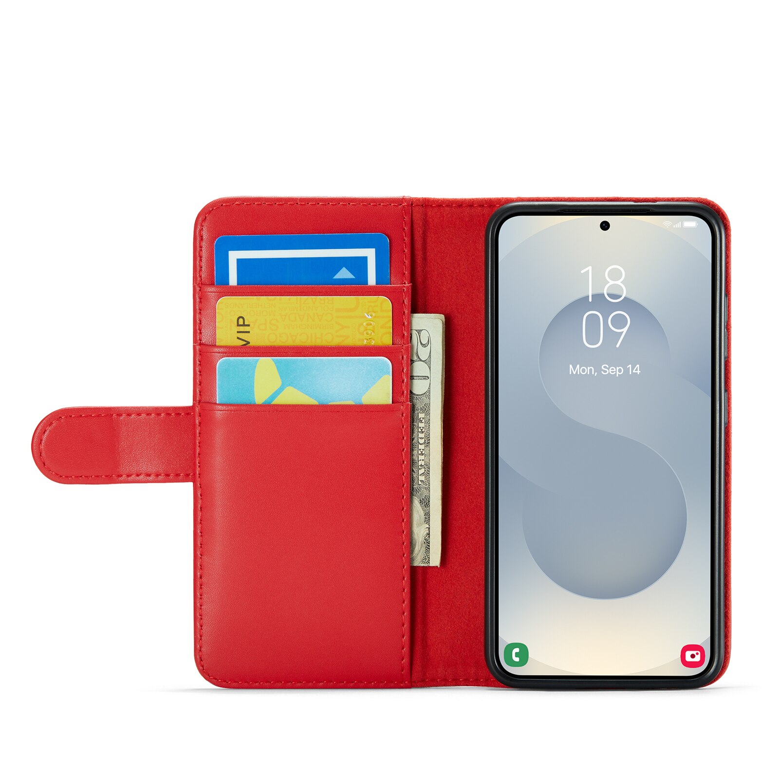 Custodia a portafoglio in vera pelle Samsung Galaxy S25 FE, Rosso