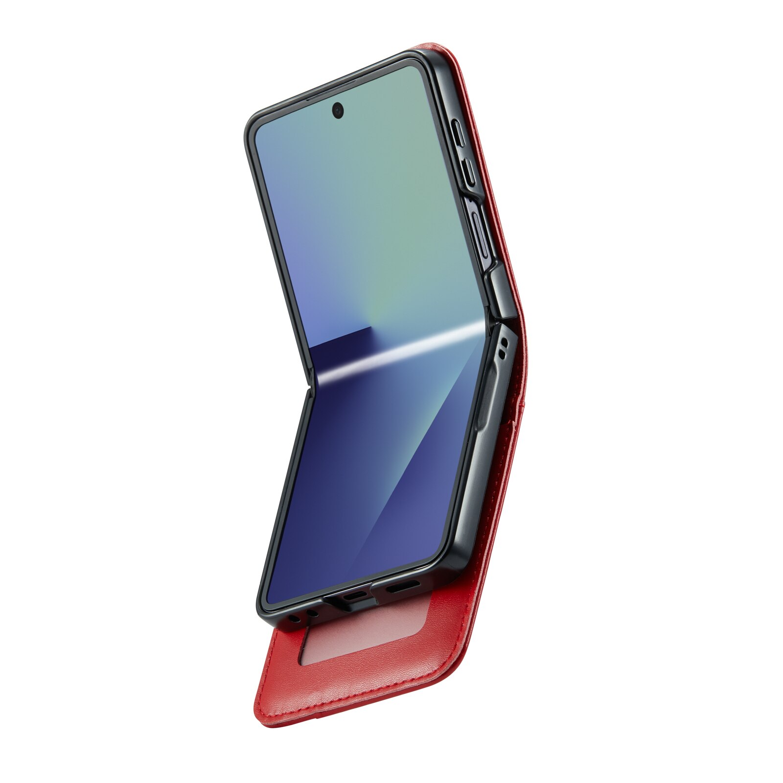 Custodia a portafoglio in vera pelle Samsung Galaxy Z Flip 7, Rosso