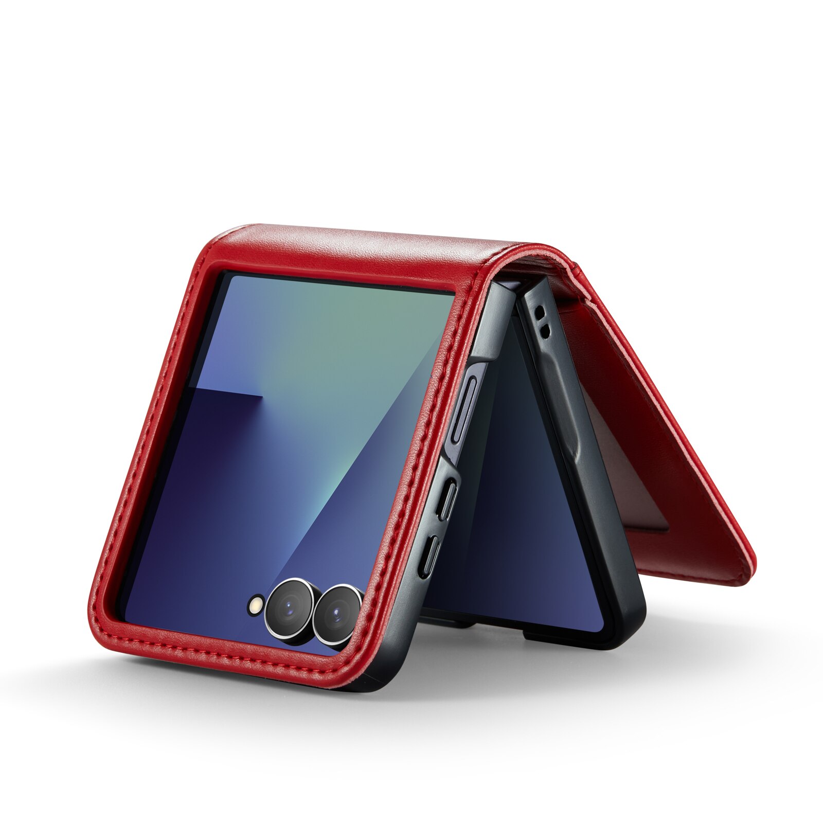 Custodia a portafoglio in vera pelle Samsung Galaxy Z Flip 7, Rosso